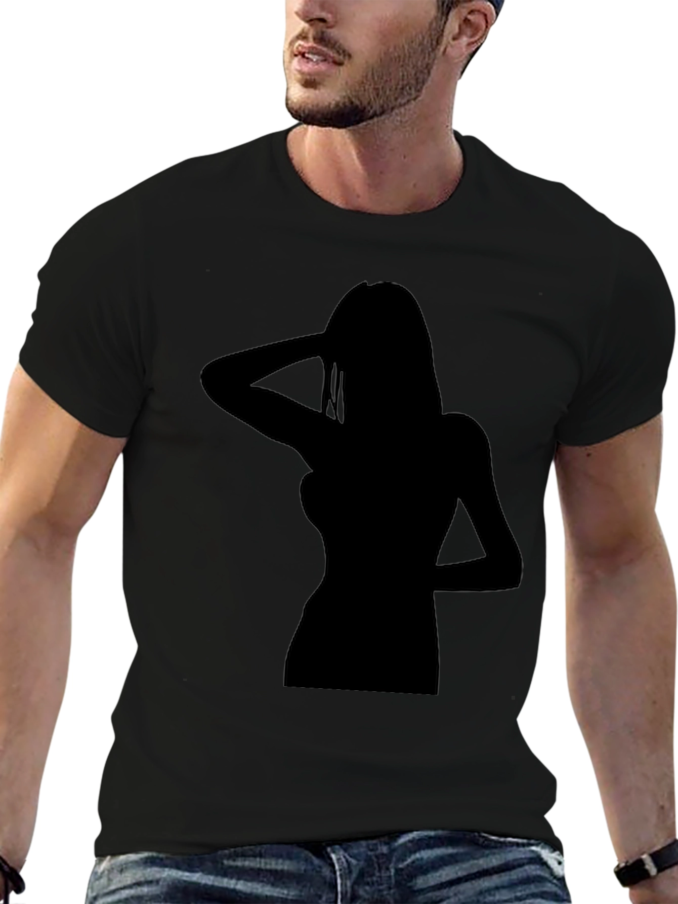 Black Silhouette Graphic Tee - Classic Black T-Shirt view 6