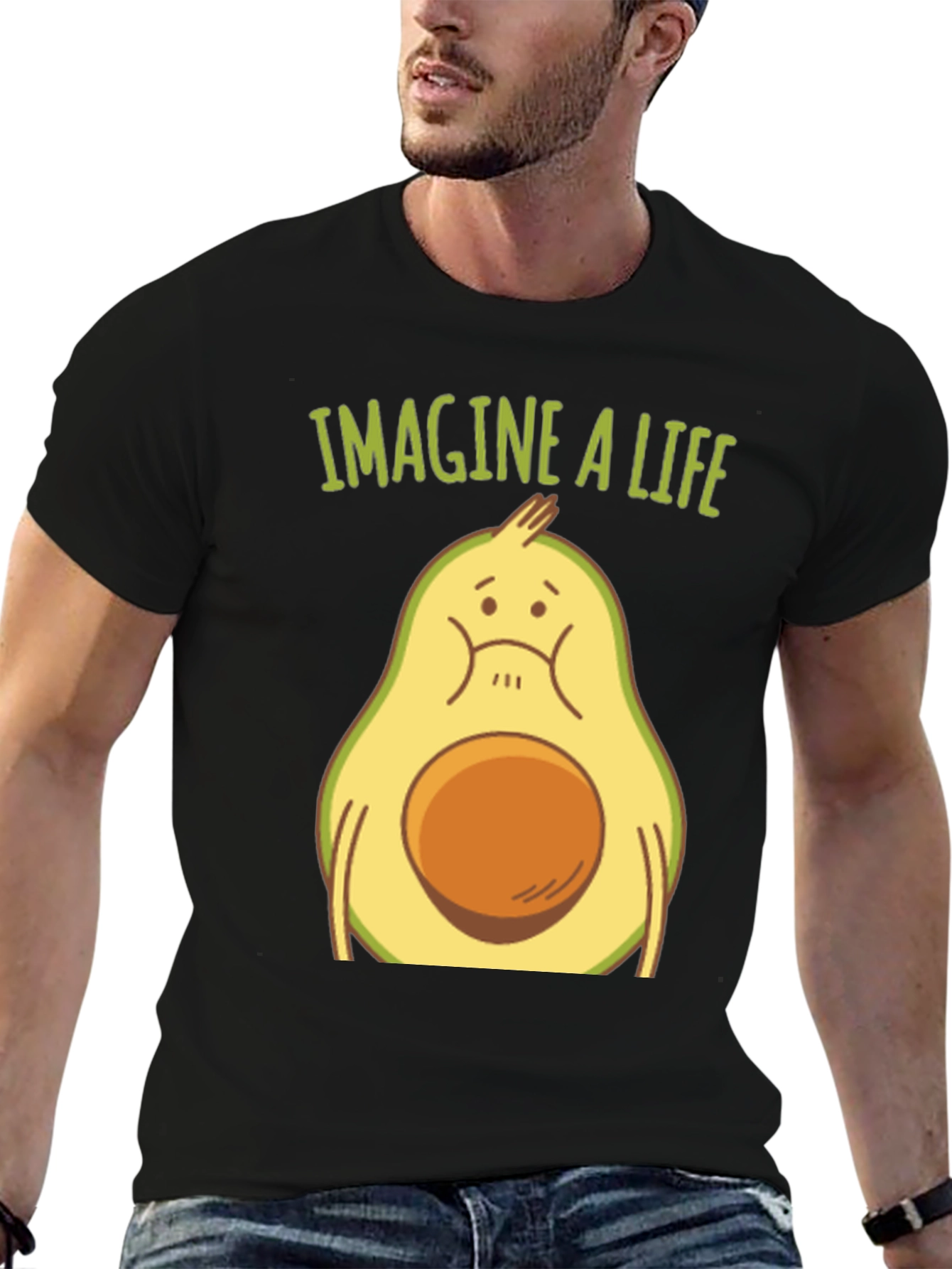 Black Imagine a Life Avocado Graphic Tee - Unisex view 6