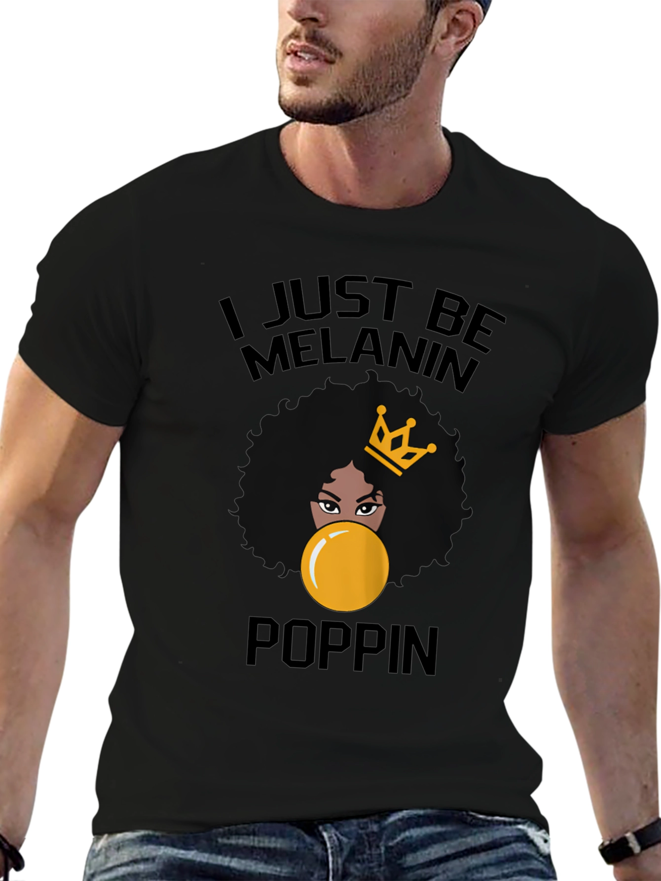 Black Melanin Poppin' Graphic Tee - Stylish Black T-Shirt view 6