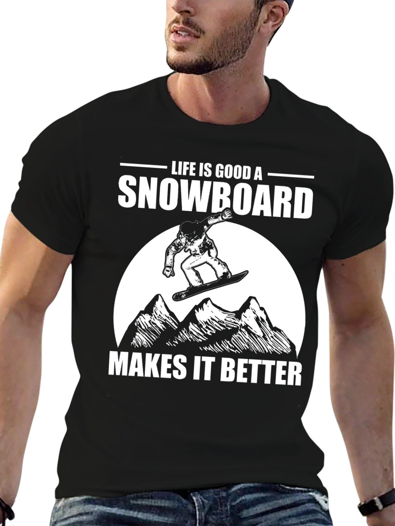 Black Life is Good Snowboard T-Shirt view 6