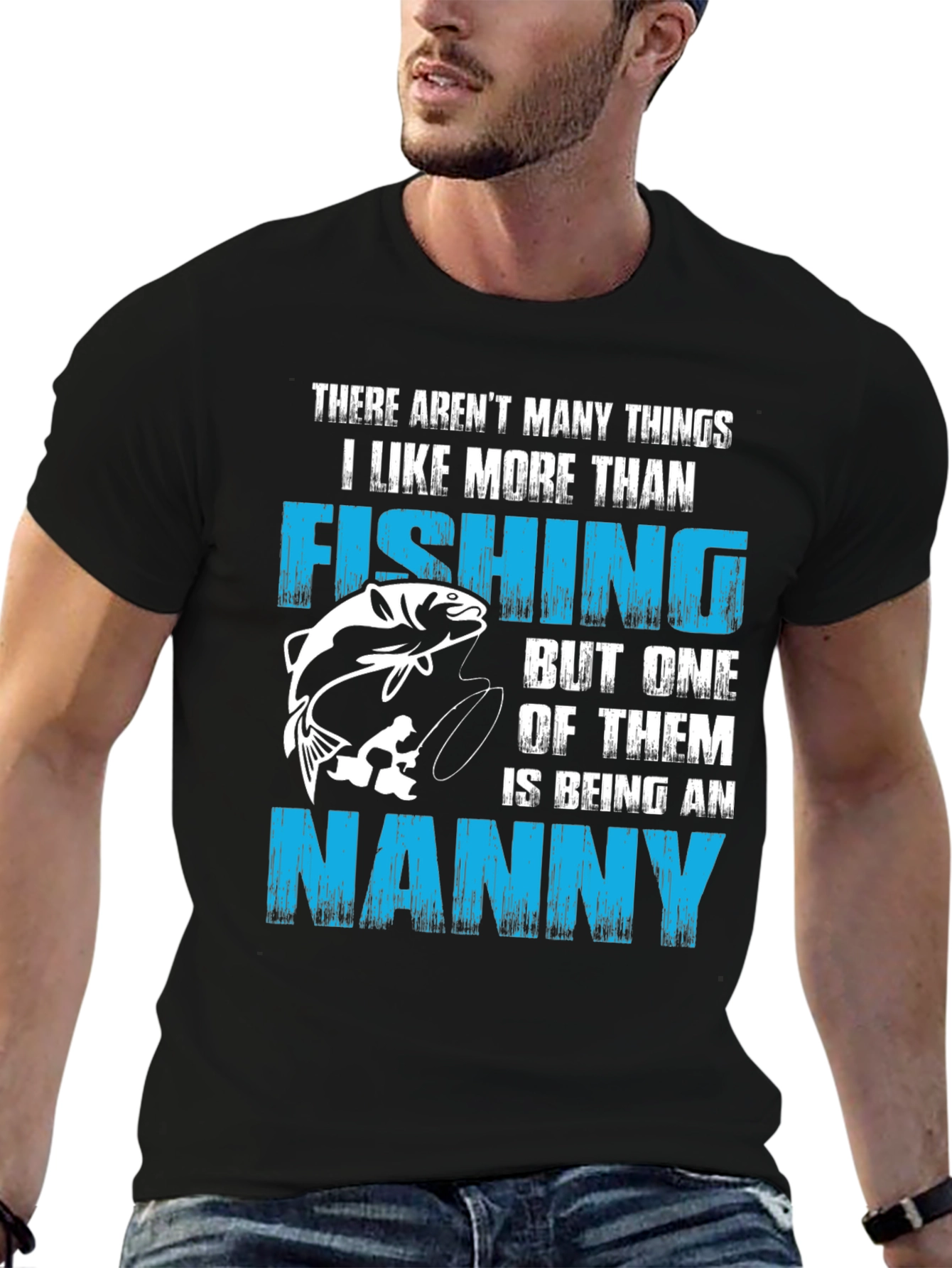 Black Fishing Nanny T-Shirt: Best Gift for Nanny Who Loves Fishing view 6