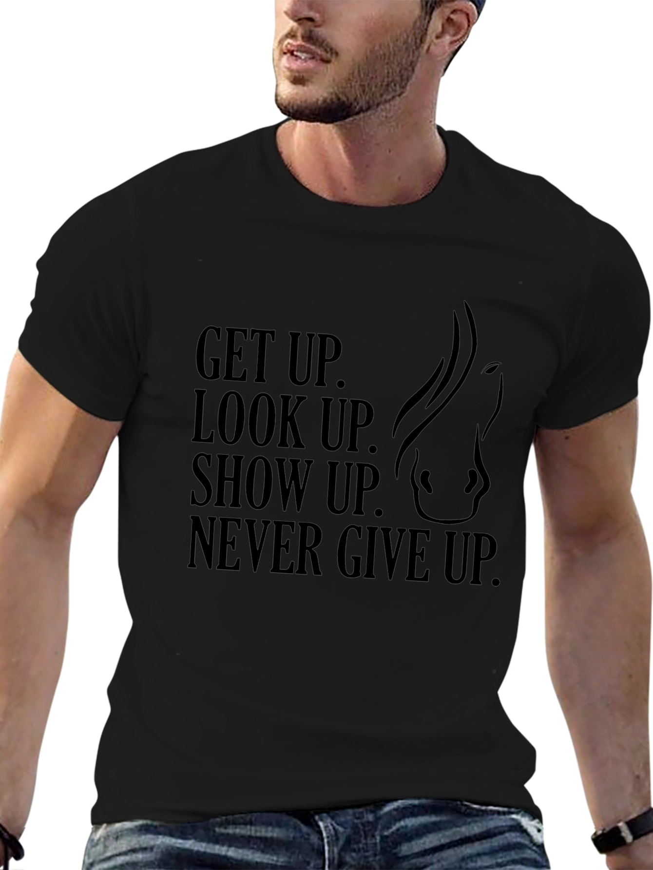 Black Horse Lover Motivation Black T-Shirt view 6