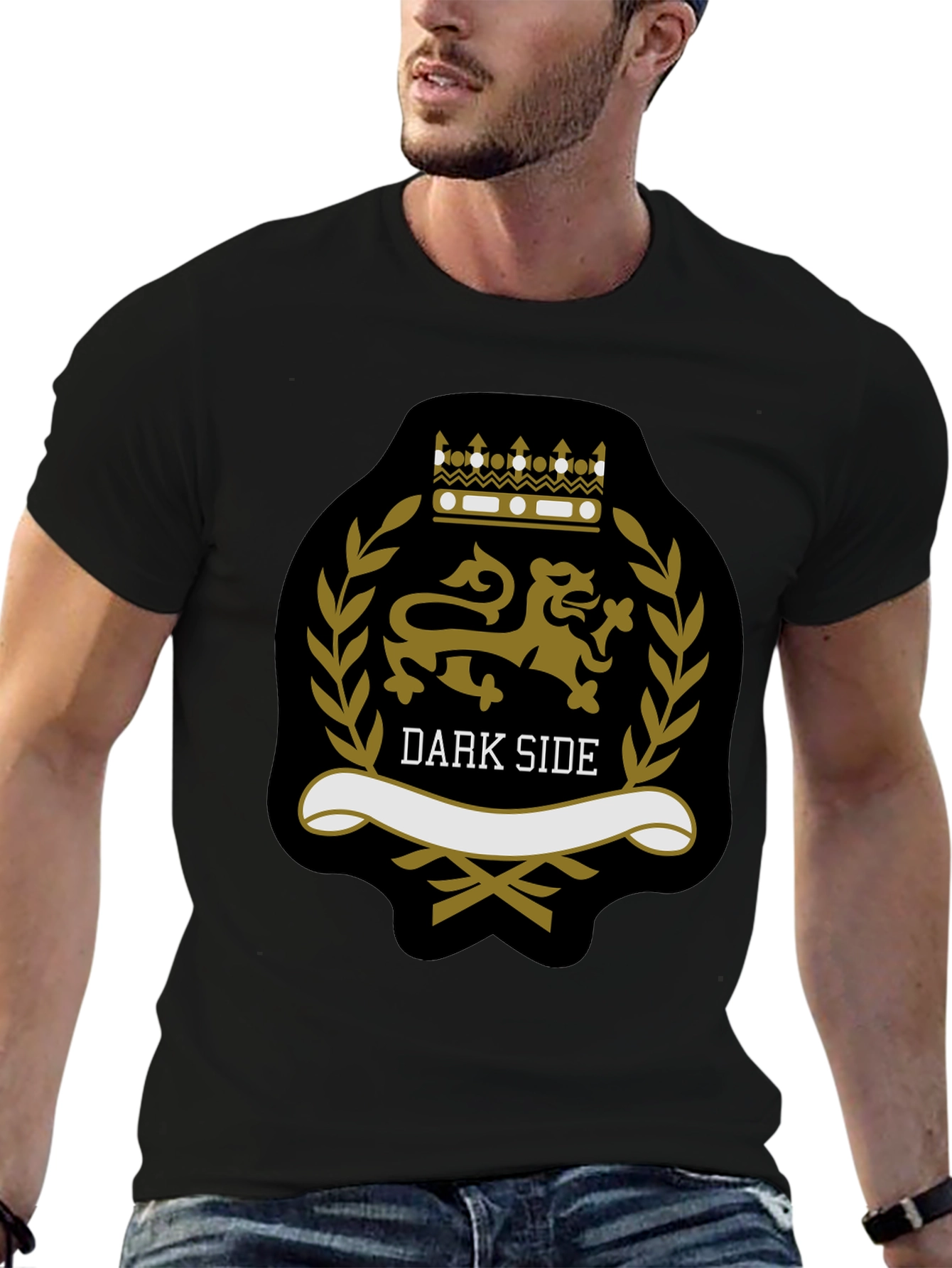 Black Dark Side Lion Crest Graphic Tee - Stylish Menswear view 6