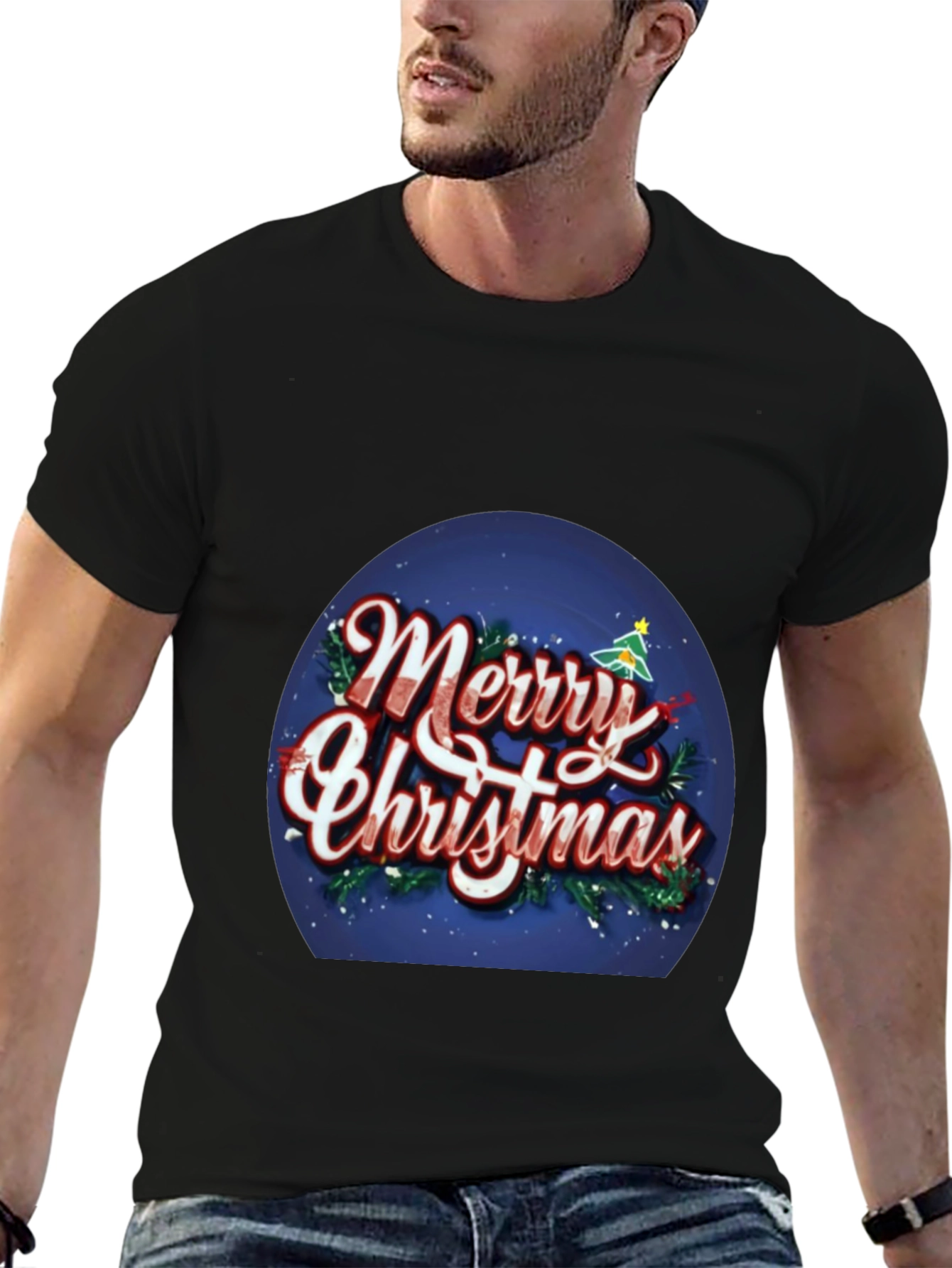 Black Merry Christmas Graphic T-Shirt view 6