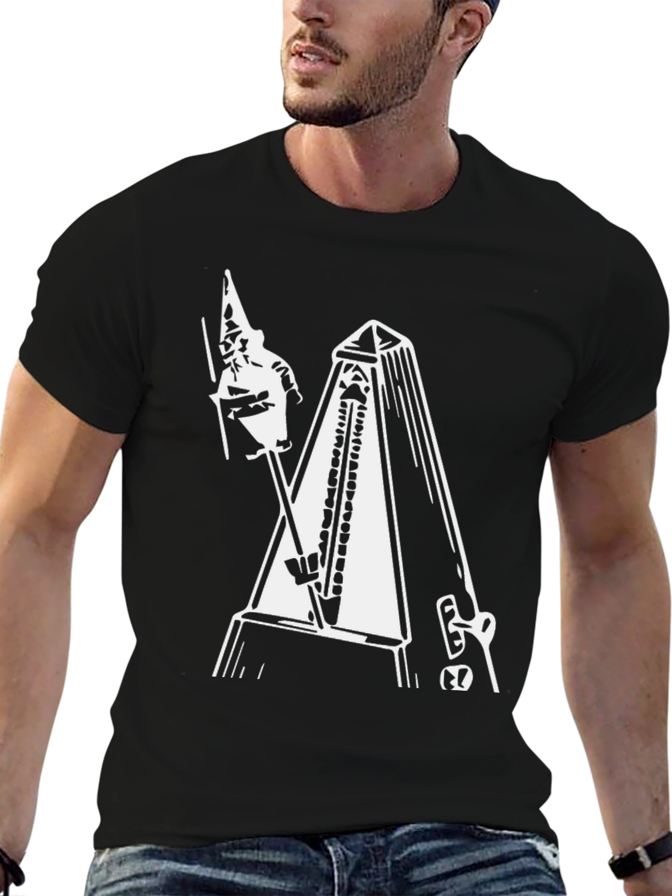 Black Unique Graphic Black T-Shirt view 6