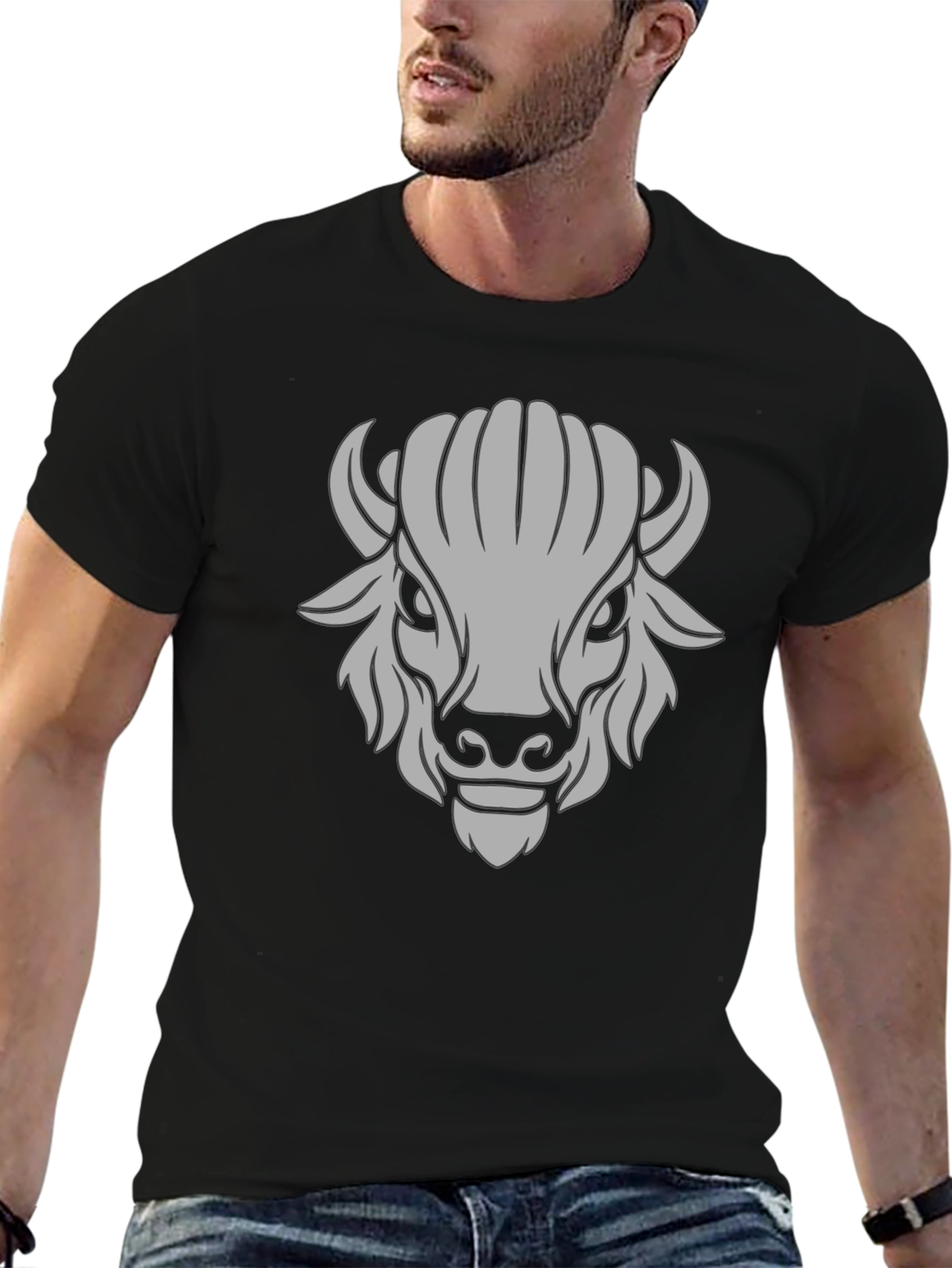 Black Buffalo Graphic Black T-Shirt - Bold Animal Design view 6