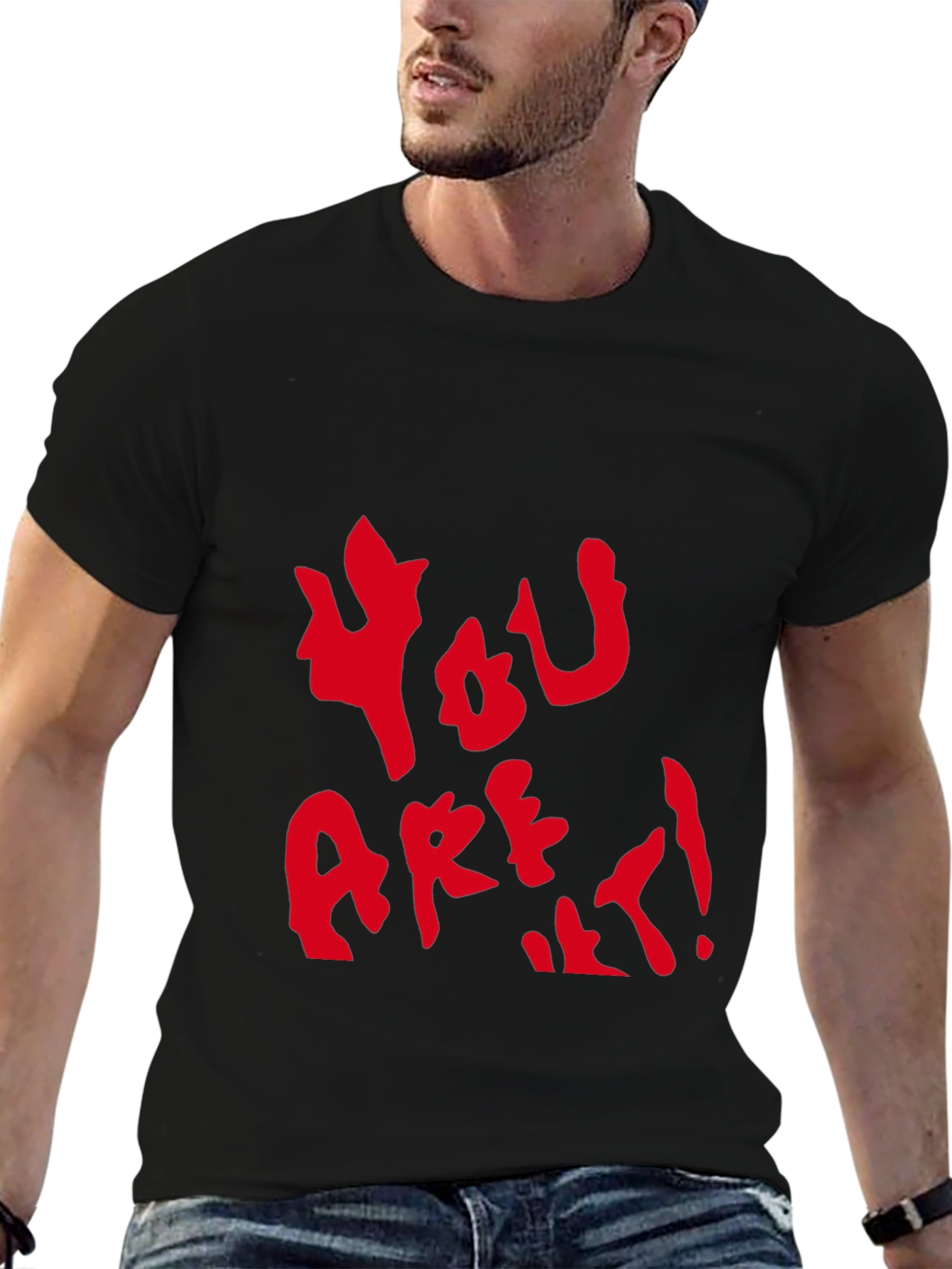 Black YOU ARE IT! Graphic Tee - Casual Black T-Shirt view 6