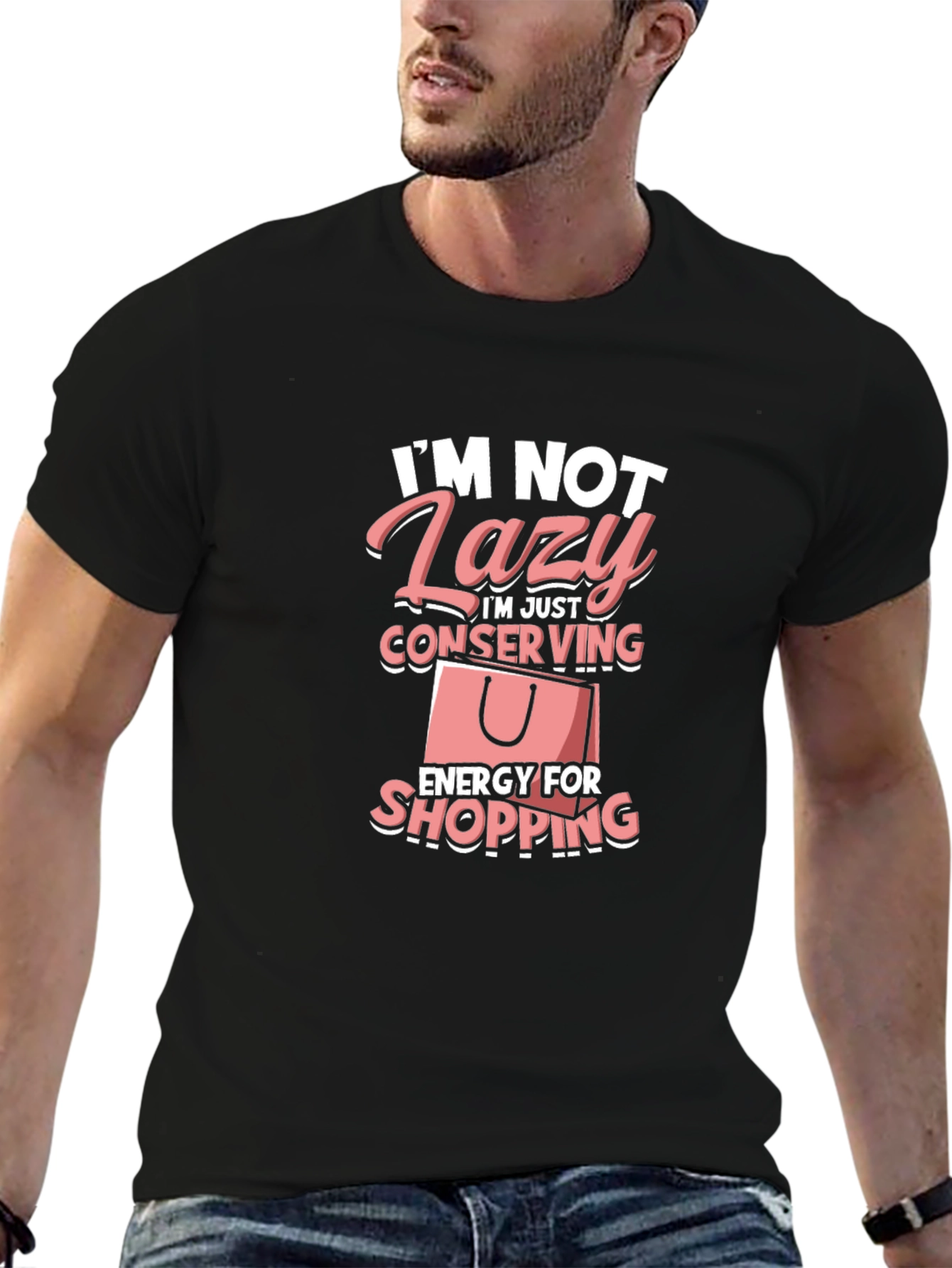Funny Lazy Shopping T-Shirt: Conserving Energy Tee - 6