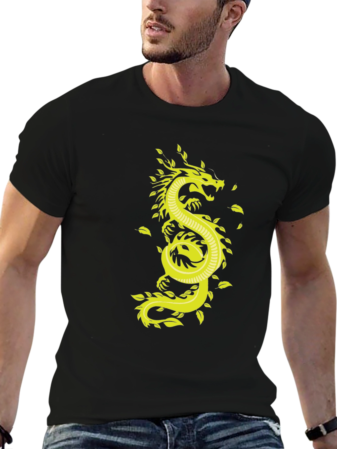 Black Dragon Graphic Tee - Stylish Men's Black T-Shirt view 6