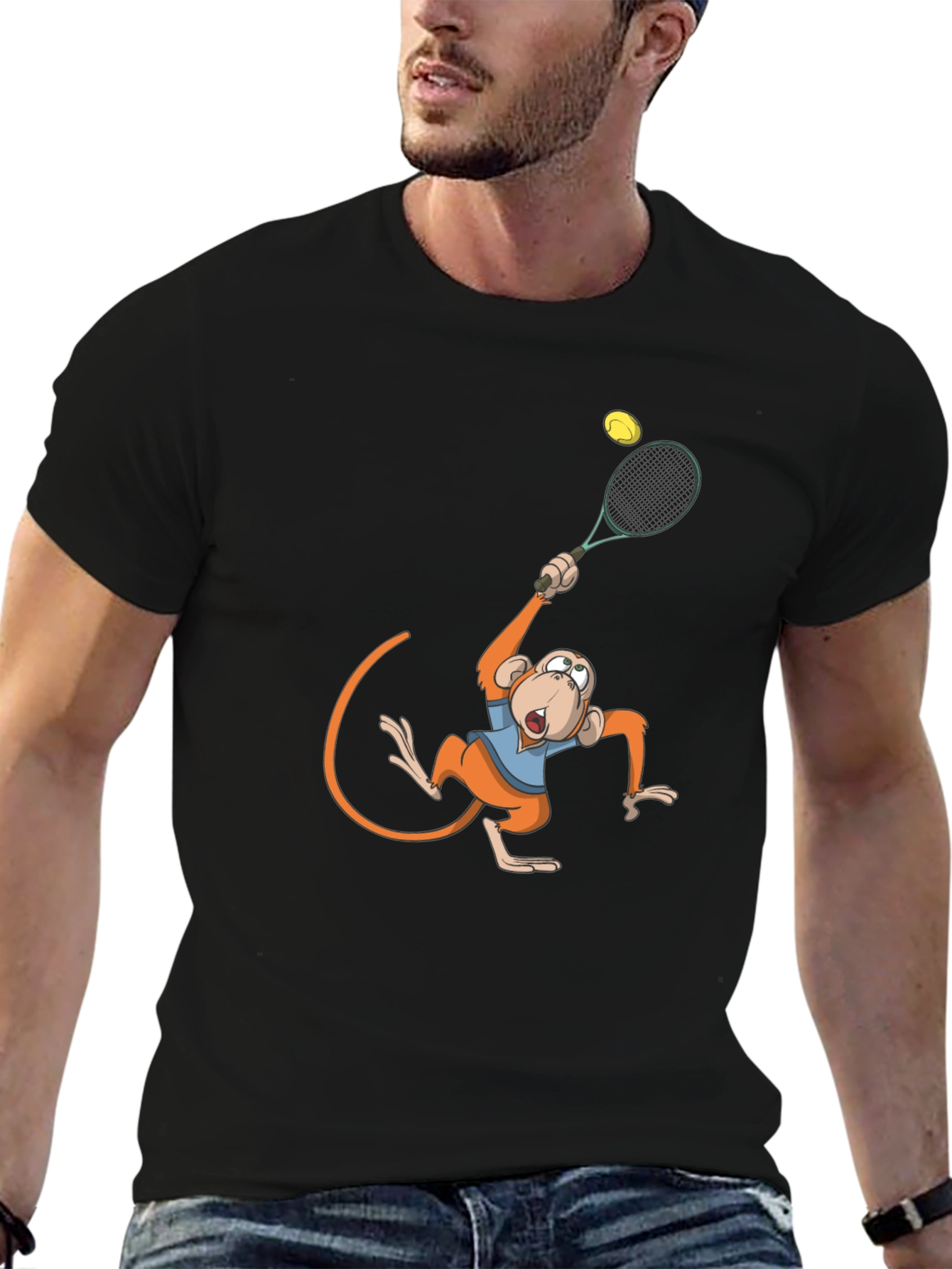 Black Monkey Tennis Graphic Tee - Black view 6