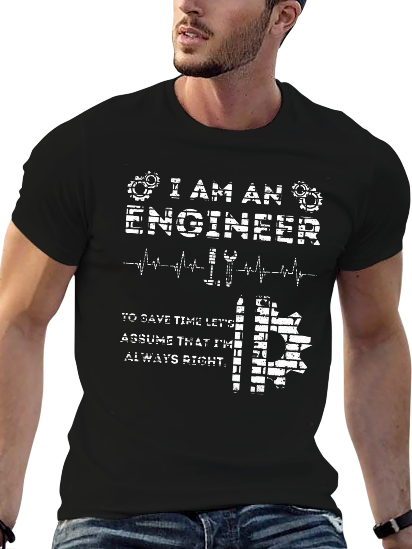 Black I Am An Engineer T-Shirt - Funny Engineering Gift view 6
