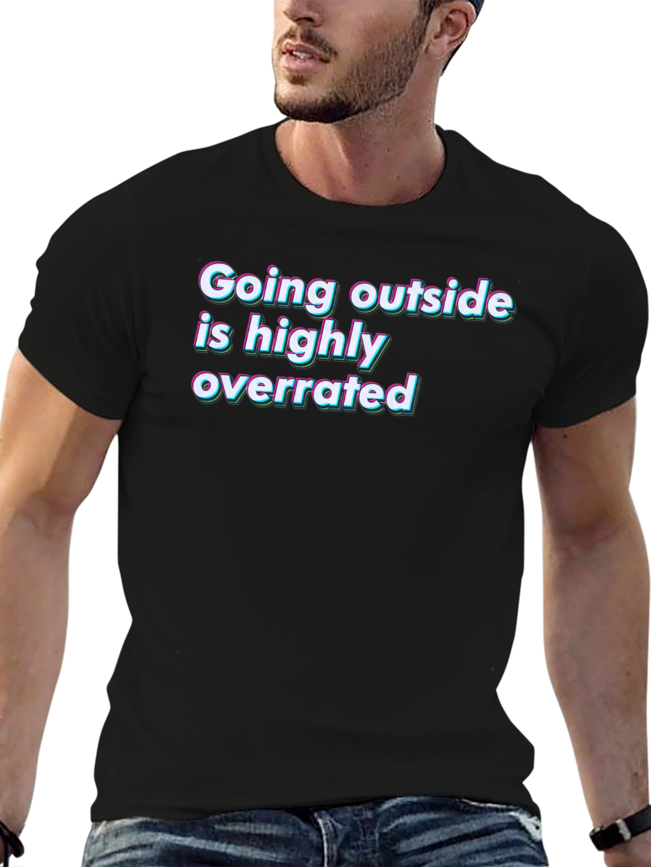 Black Funny "Going Outside" Graphic Tee view 6
