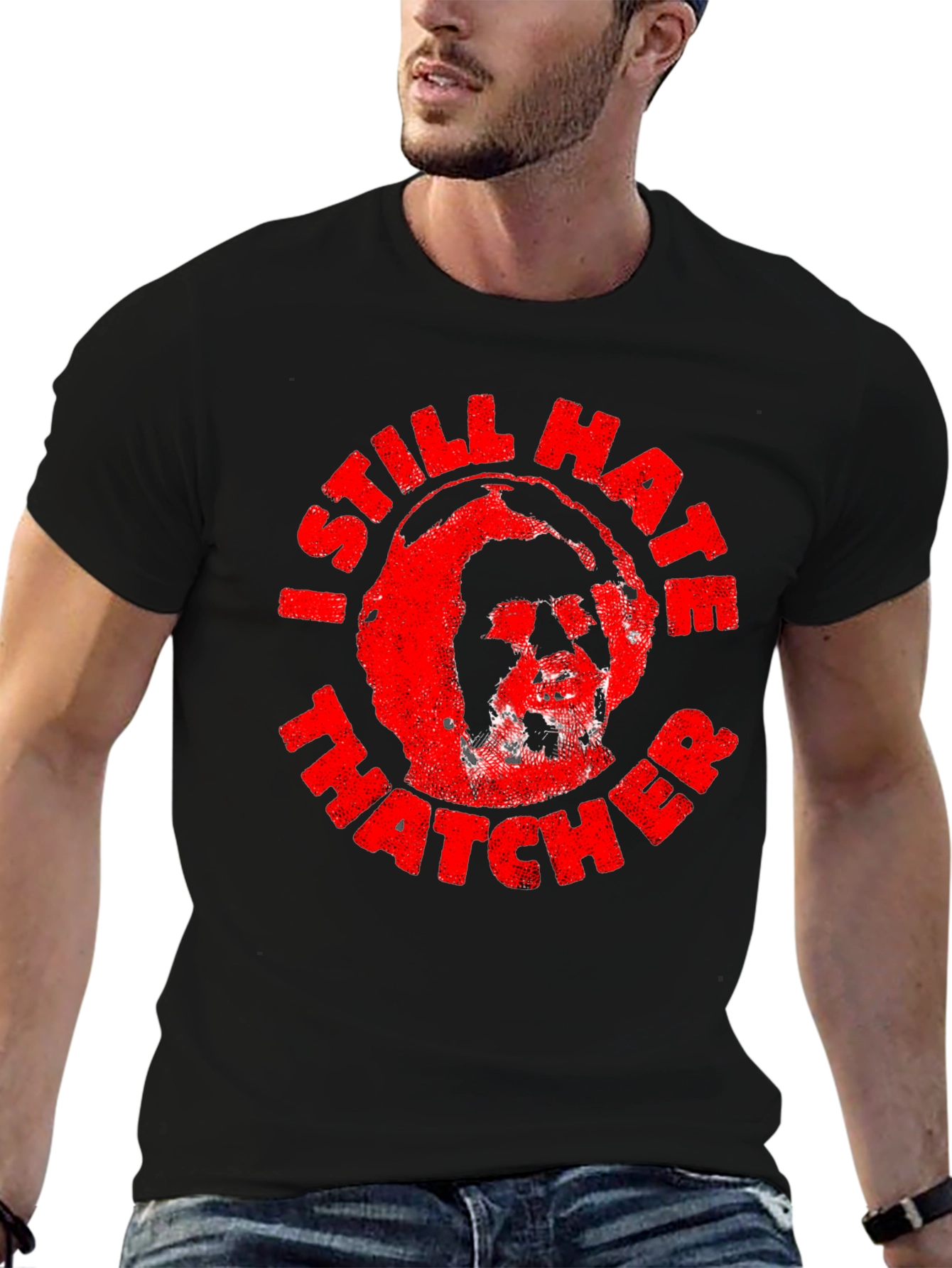 Black I Still Hate Thatcher Graphic Tee - Political Statement Shirt view 6