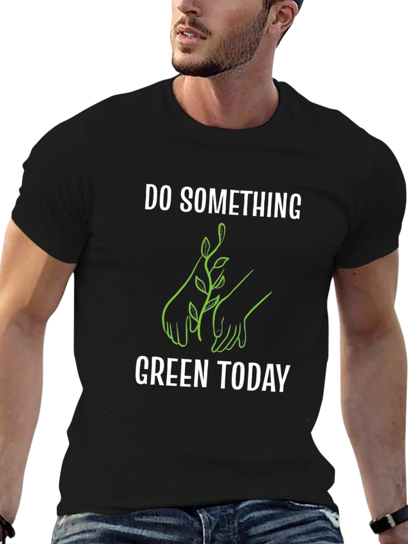 Black Eco-Friendly 'Do Something Green Today' T-Shirt view 6