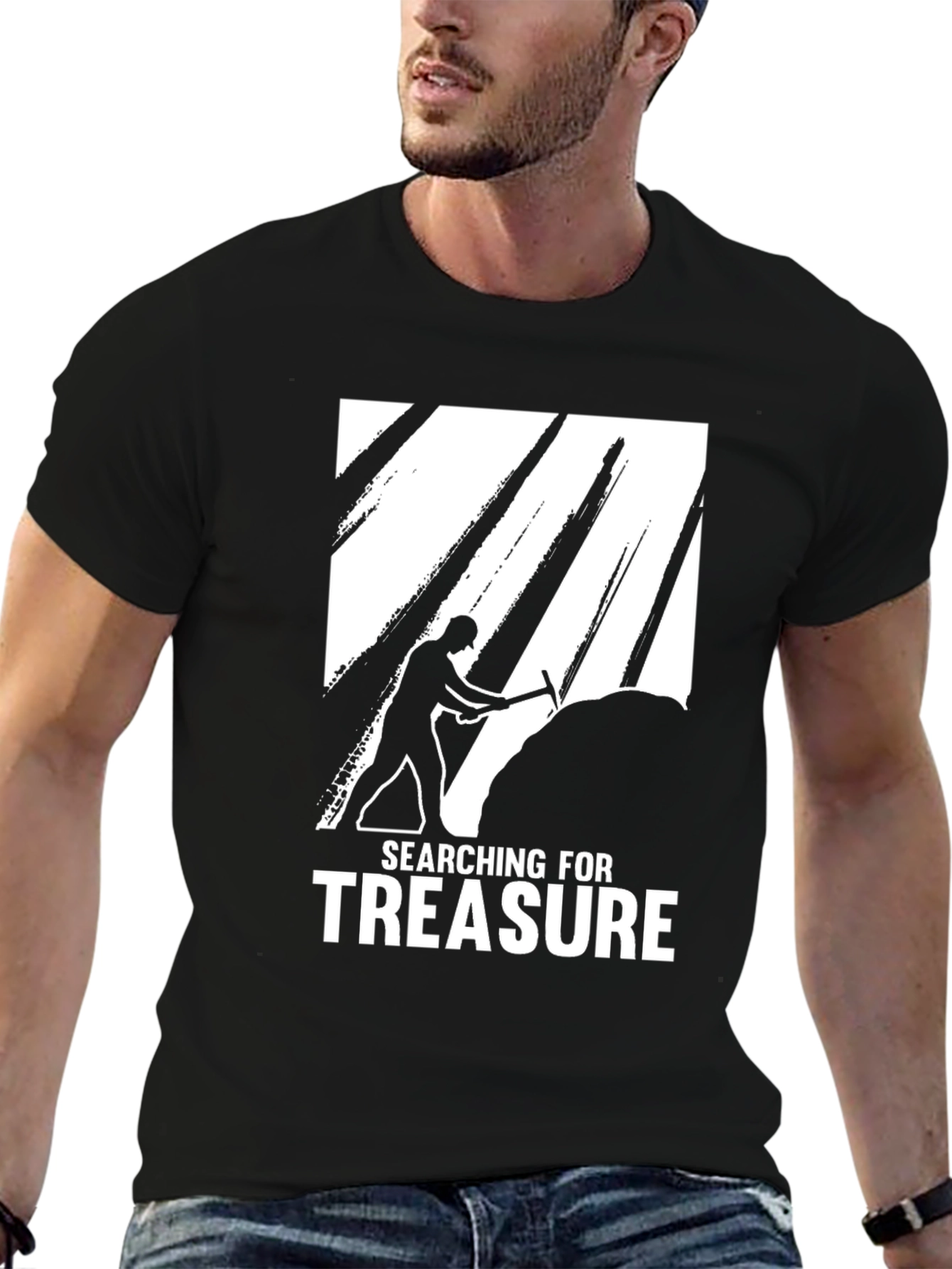 Black Searching for Treasure Graphic Tee - Black view 6