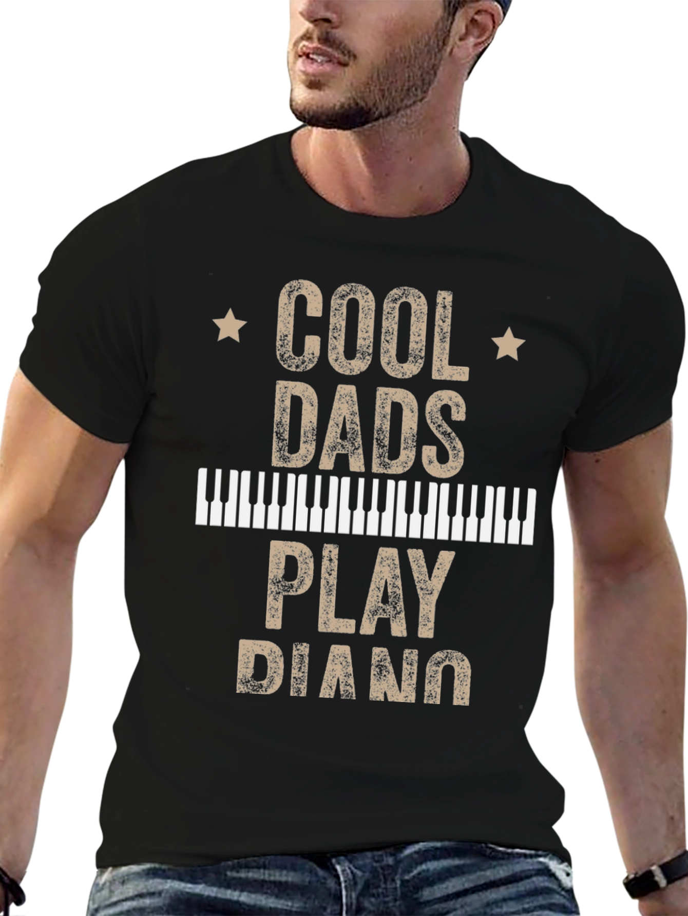 Black Cool Dads Play Piano T-Shirt view 6
