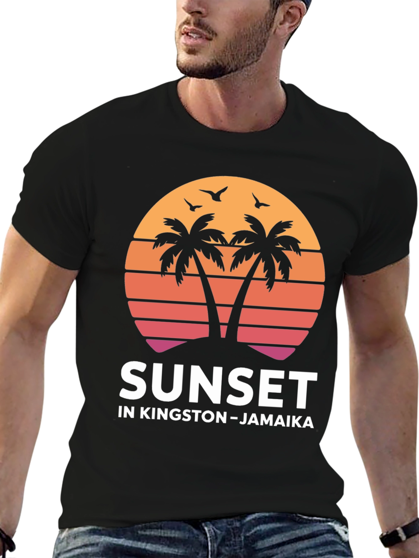 Black Sunset in Kingston Jamaica T-Shirt view 6