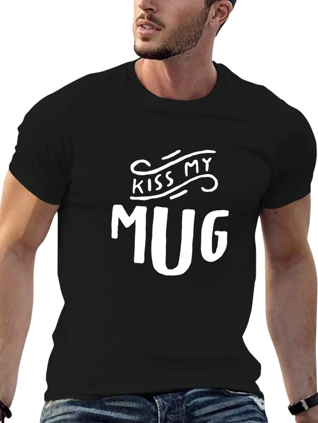 Black Kiss My Mug Graphic T-Shirt - Funny Novelty Tee view 6