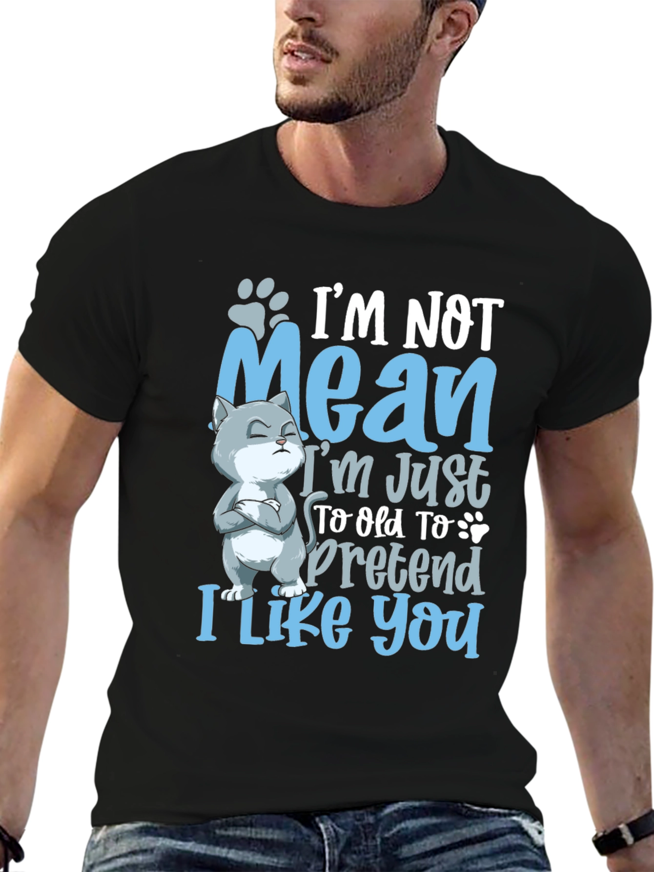 Black Funny Cat Graphic Tee: I'm Not Mean view 6