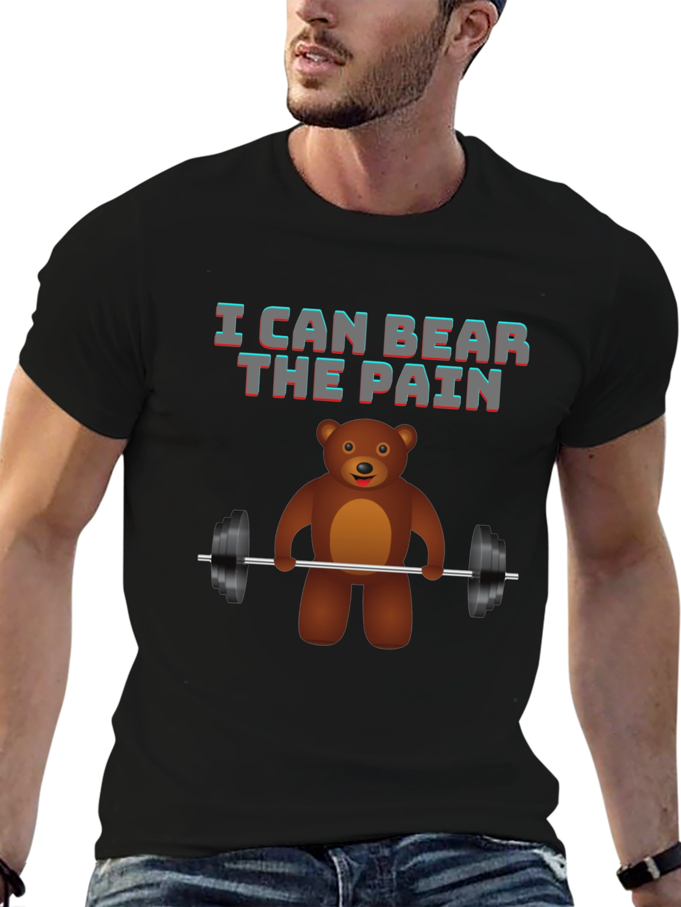 Black I Can Bear The Pain T-Shirt, Gym Humor, Workout Tee view 6