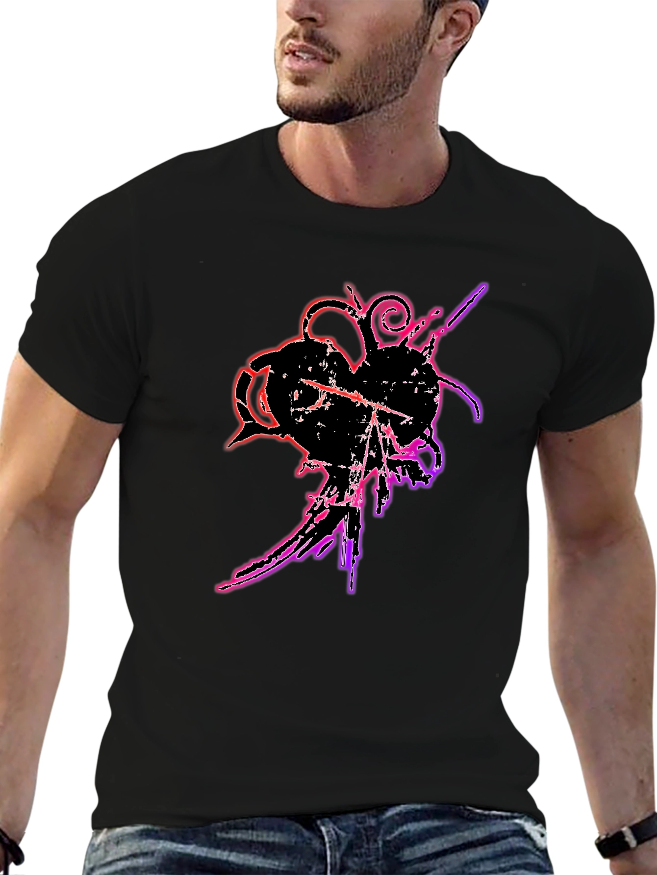 Black Grunge Heart T-Shirt - Edgy Graphic Tee view 6