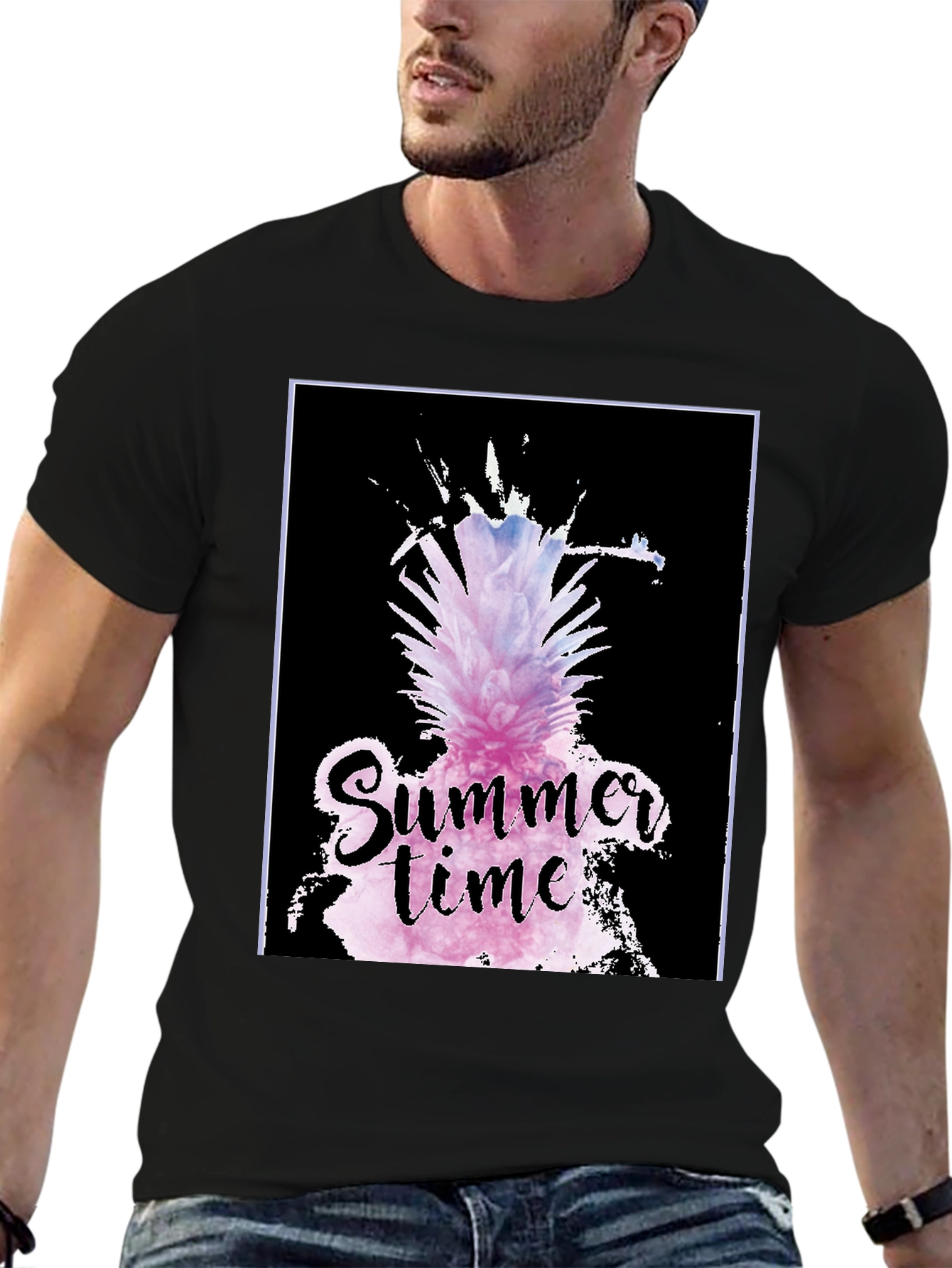 Black Summer Time Pineapple Graphic Tee view 6