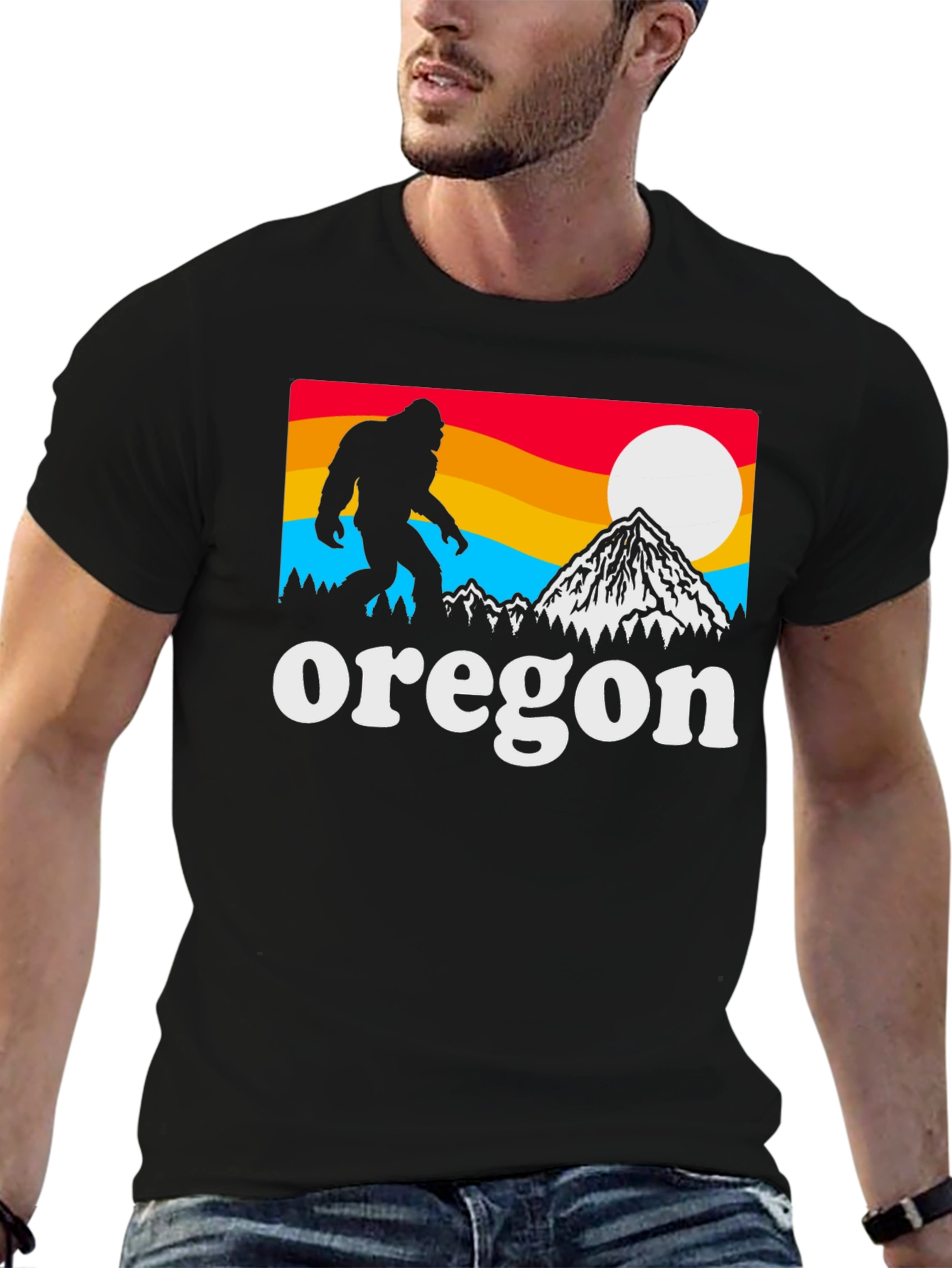 Black Oregon Bigfoot Graphic Tee - Black view 6
