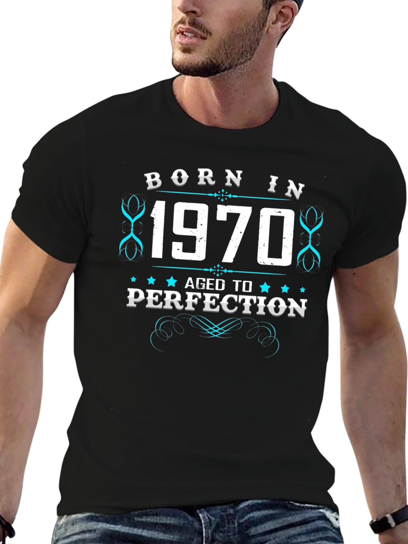Black Born in 1970 Aged to Perfection T-Shirt view 6