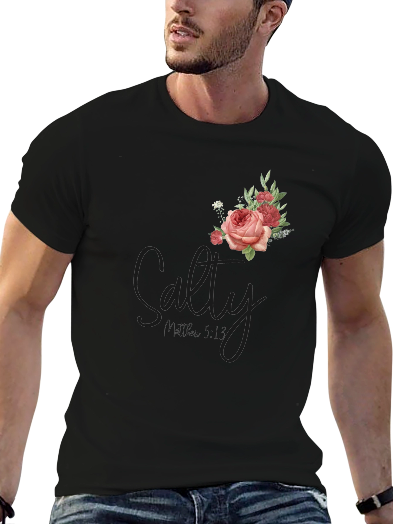 Black Floral Salty Graphic T-Shirt view 6