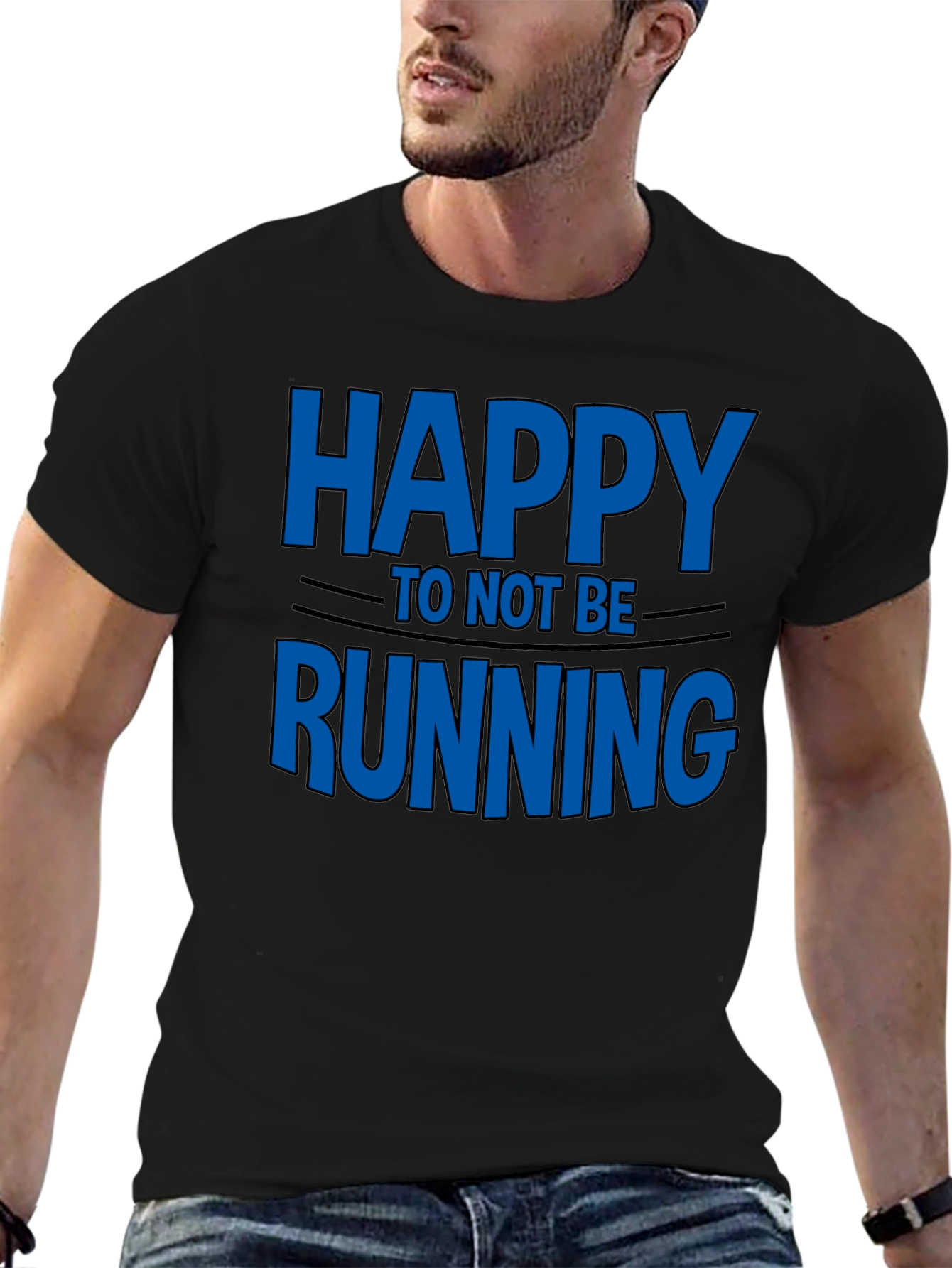 Black Happy To Not Be Running - Novelty T-Shirt view 6