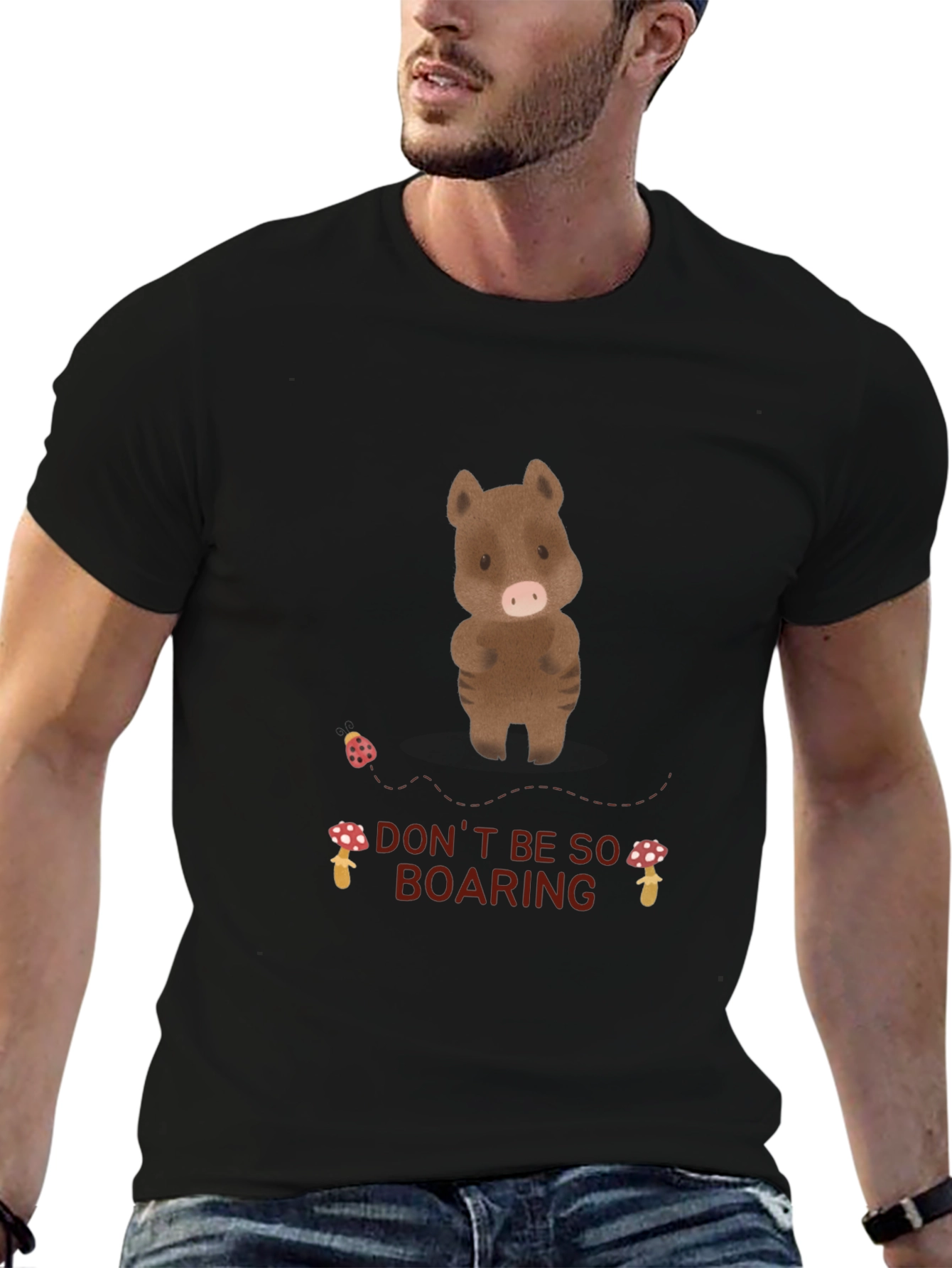 Black Funny Boar T-Shirt - Don't Be So Boaring! view 6