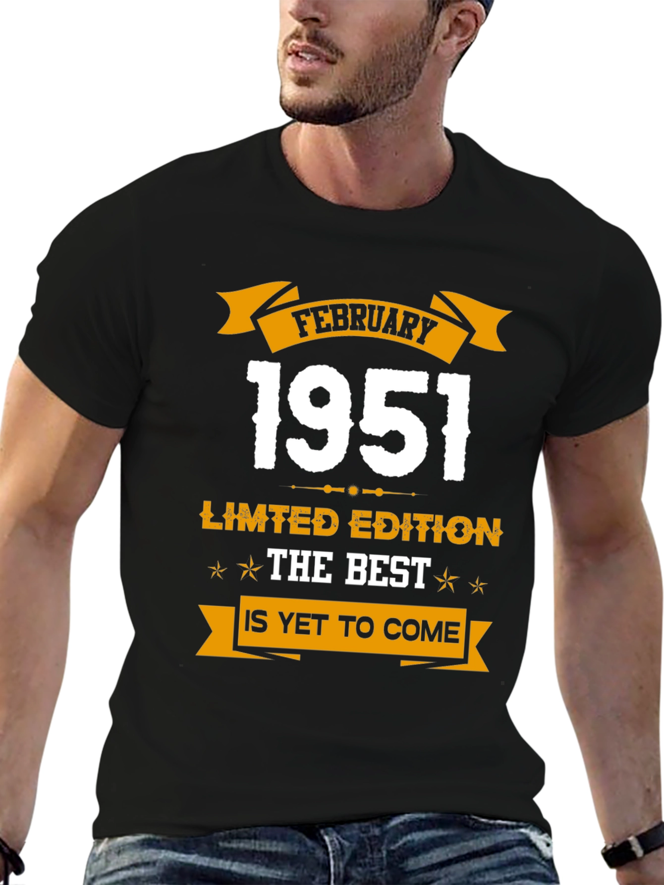 Black February 1951 Limited Edition Birthday T-Shirt view 6