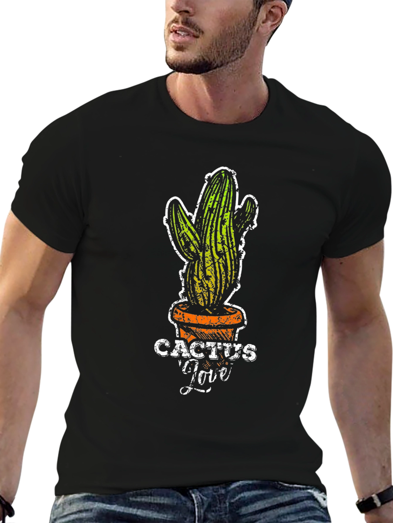 Black Cactus Love Graphic Tee - Trendy Plant Lover Shirt view 6