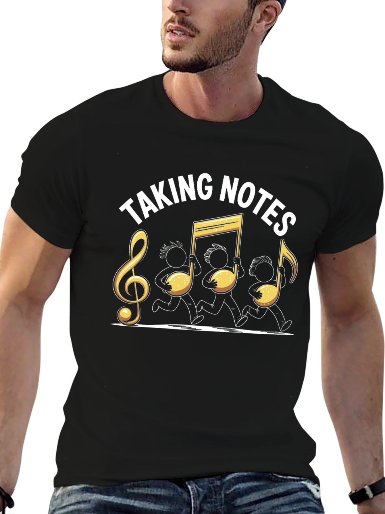 Black Taking Notes Music T-Shirt view 6