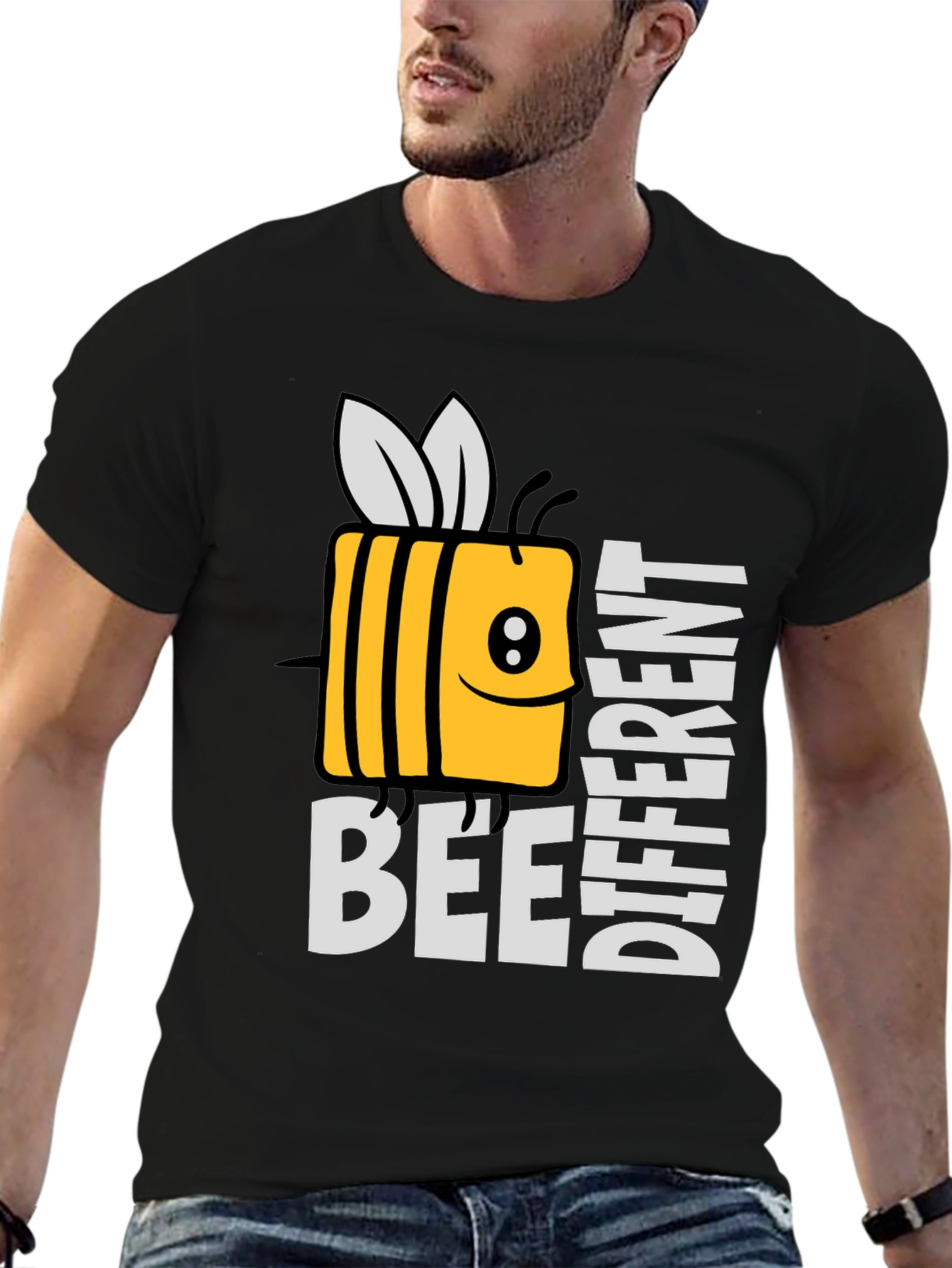 Black Bee Different Graphic Tee - Novelty Humor T-Shirt view 6