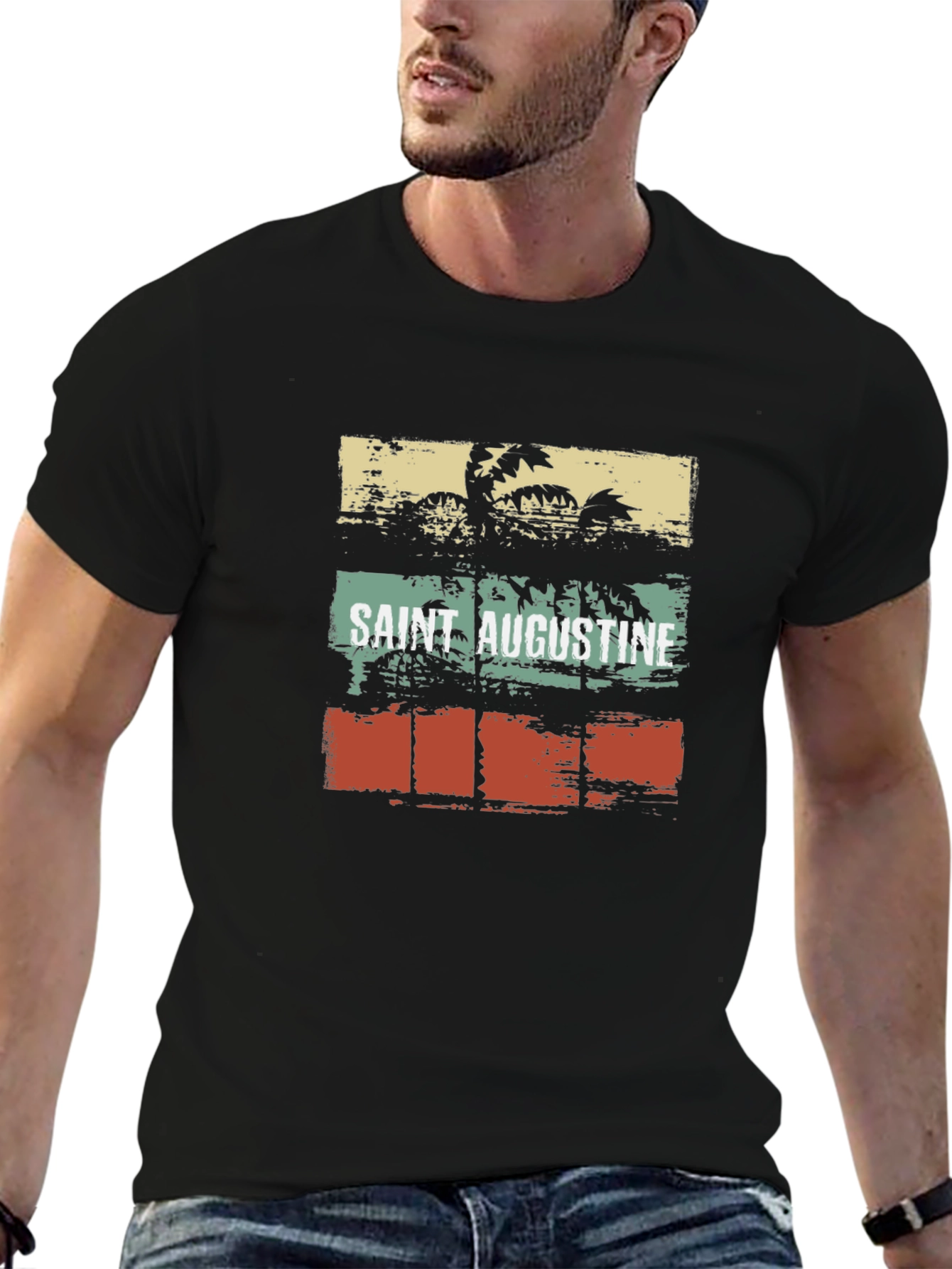 Black Saint Augustine Palm Tree Graphic Tee view 6