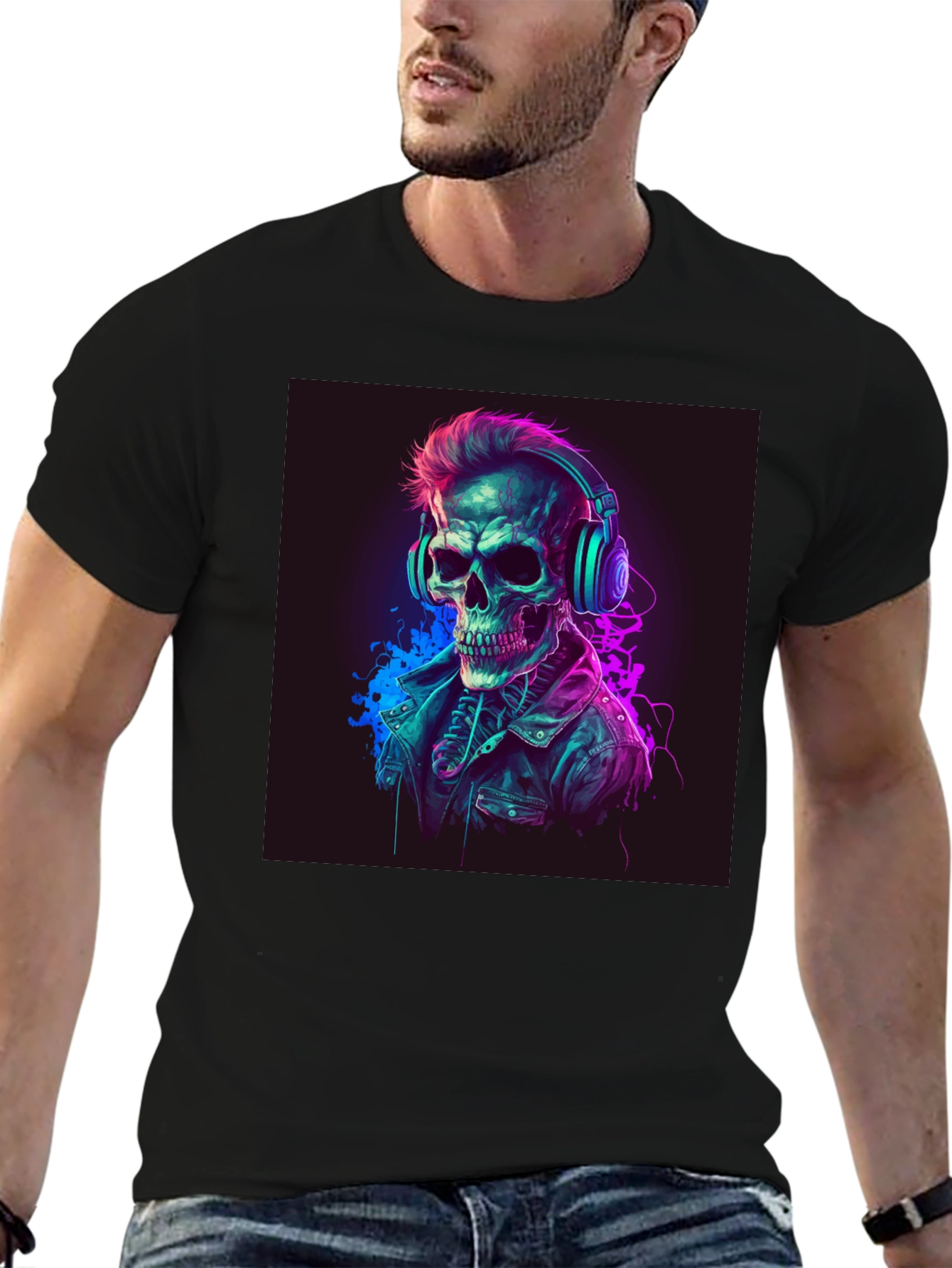 Black Skull DJ Graphic Tee - Cool Edgy Design view 6