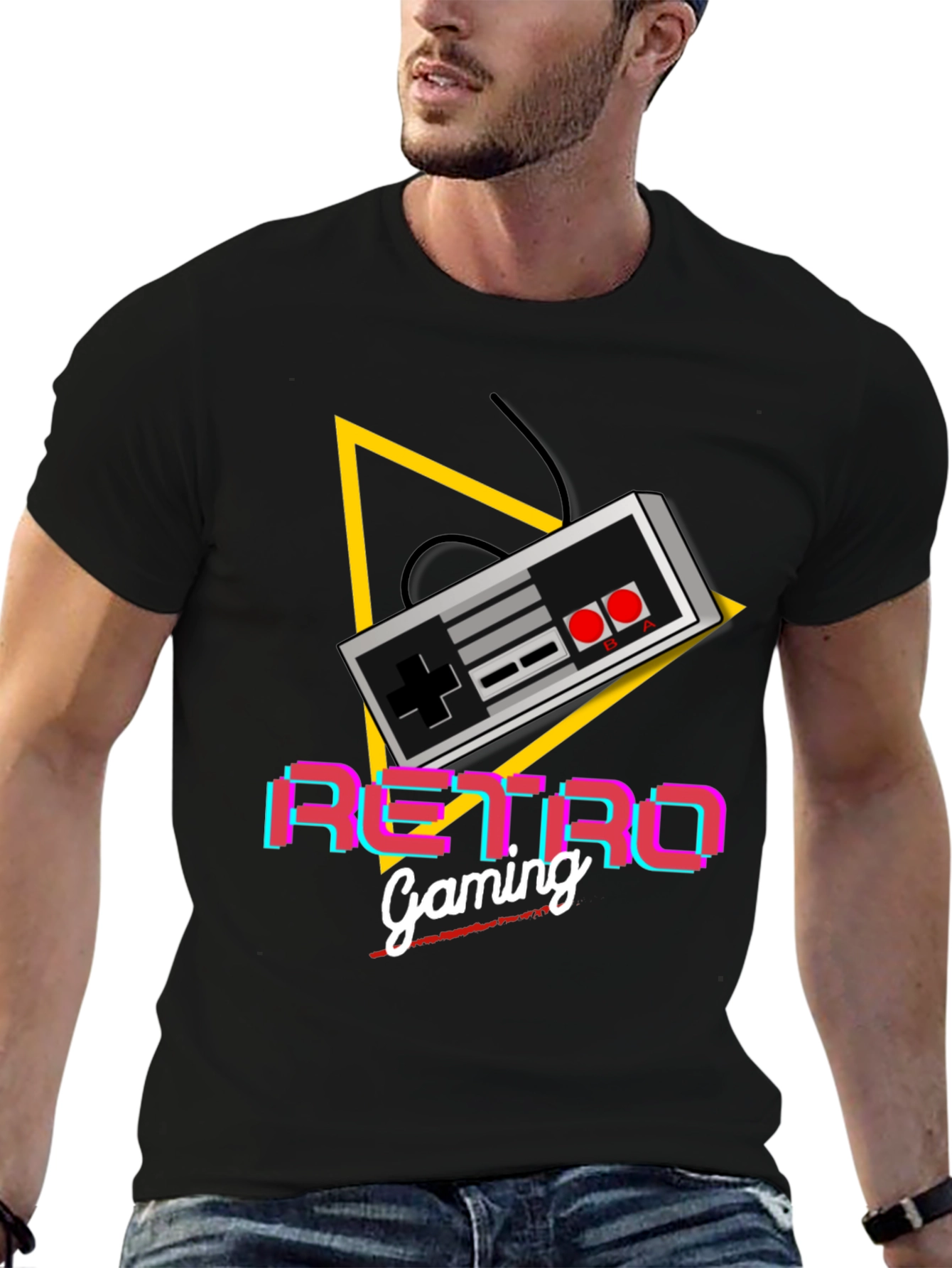 Black Retro Gaming T-Shirt view 6