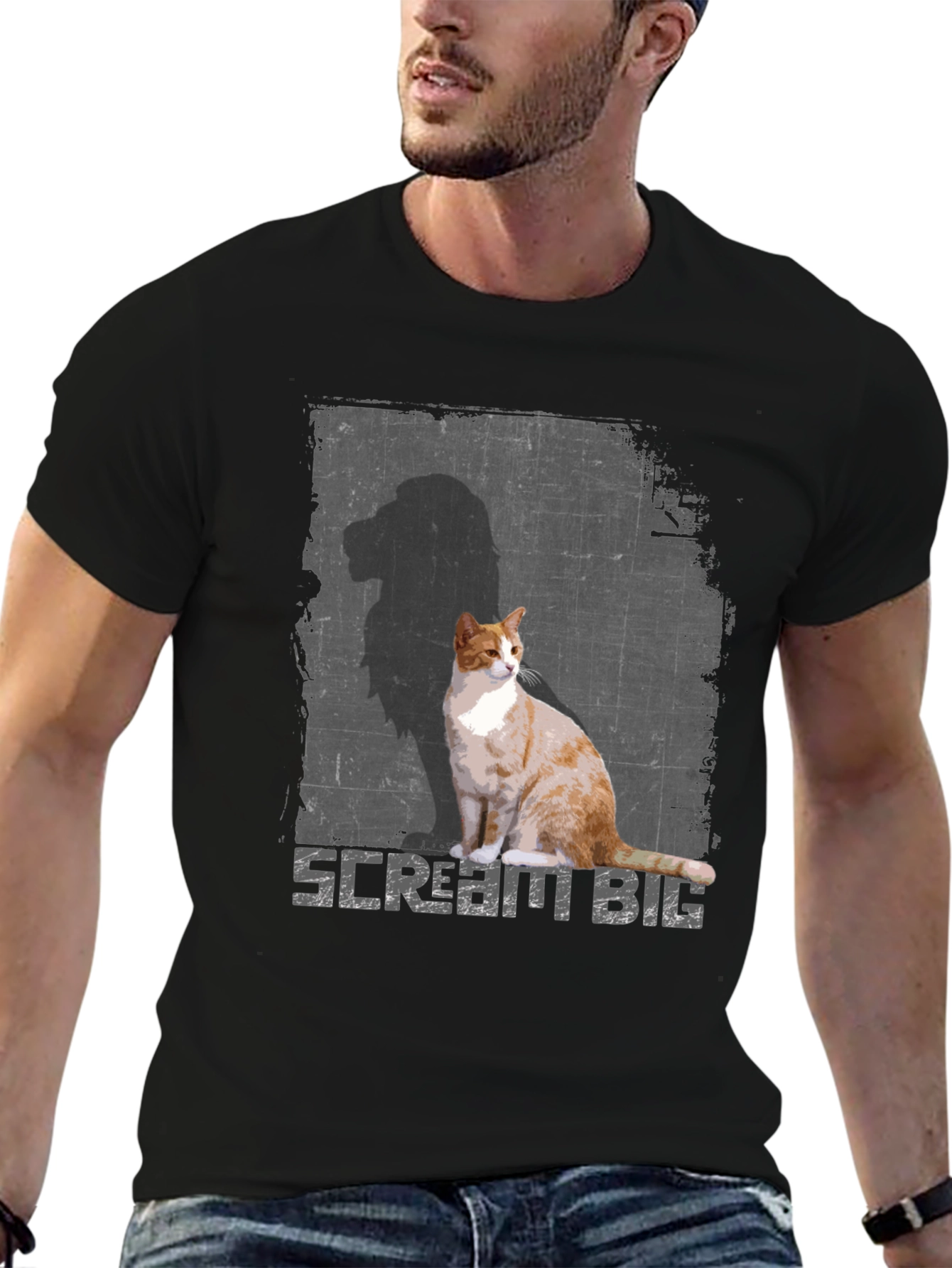 Black Scream Big Cat T-Shirt - Stylish Graphic Tee view 6
