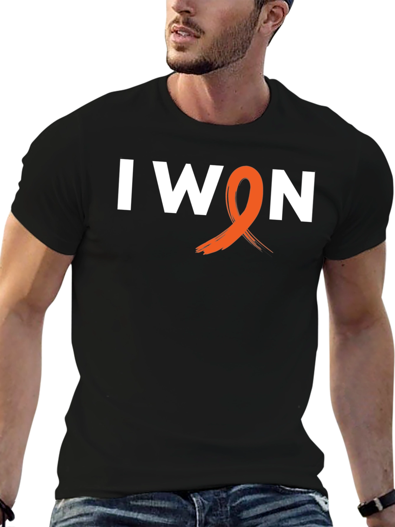 Black I WON Awareness Ribbon Graphic Tee - Black view 6