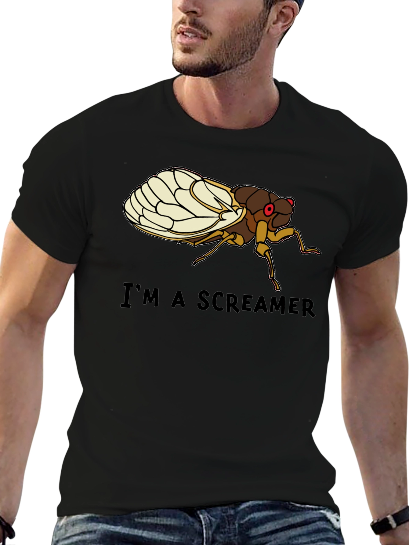 Black I'm a Screamer Cicada T-Shirt view 6