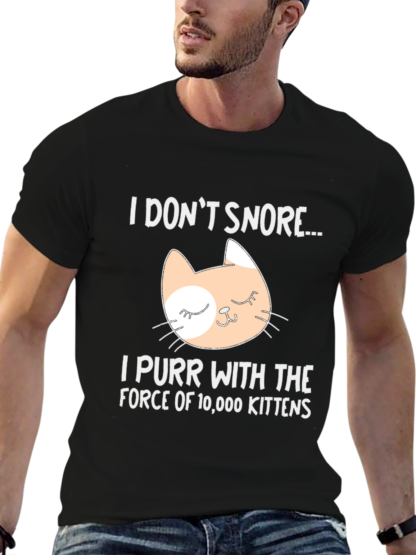 Black I Don't Snore Cat T-Shirt - Purr Power! view 6