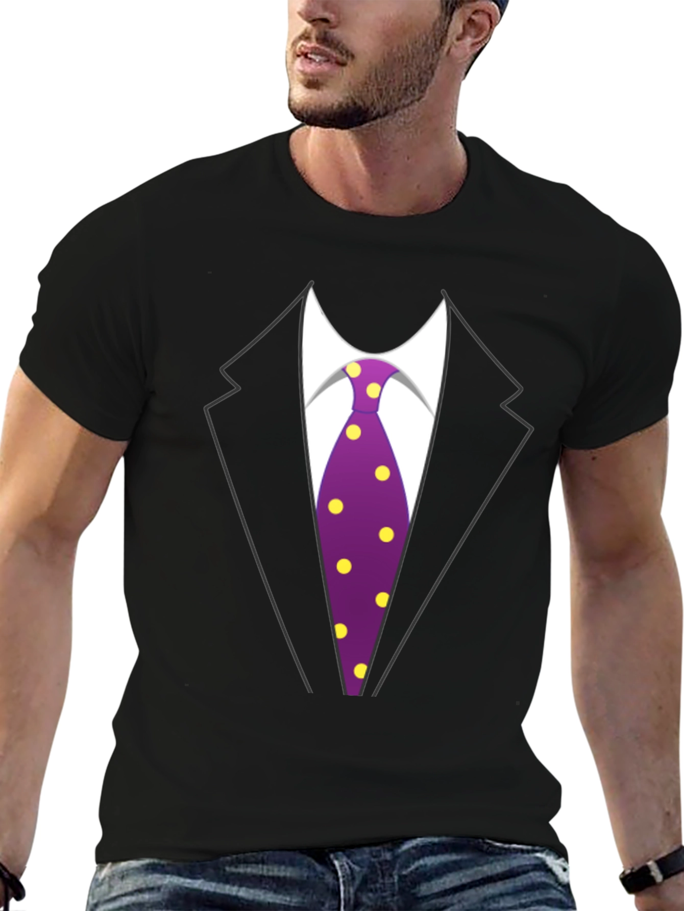 Black Tuxedo T-Shirt - Fun Suit Design view 6