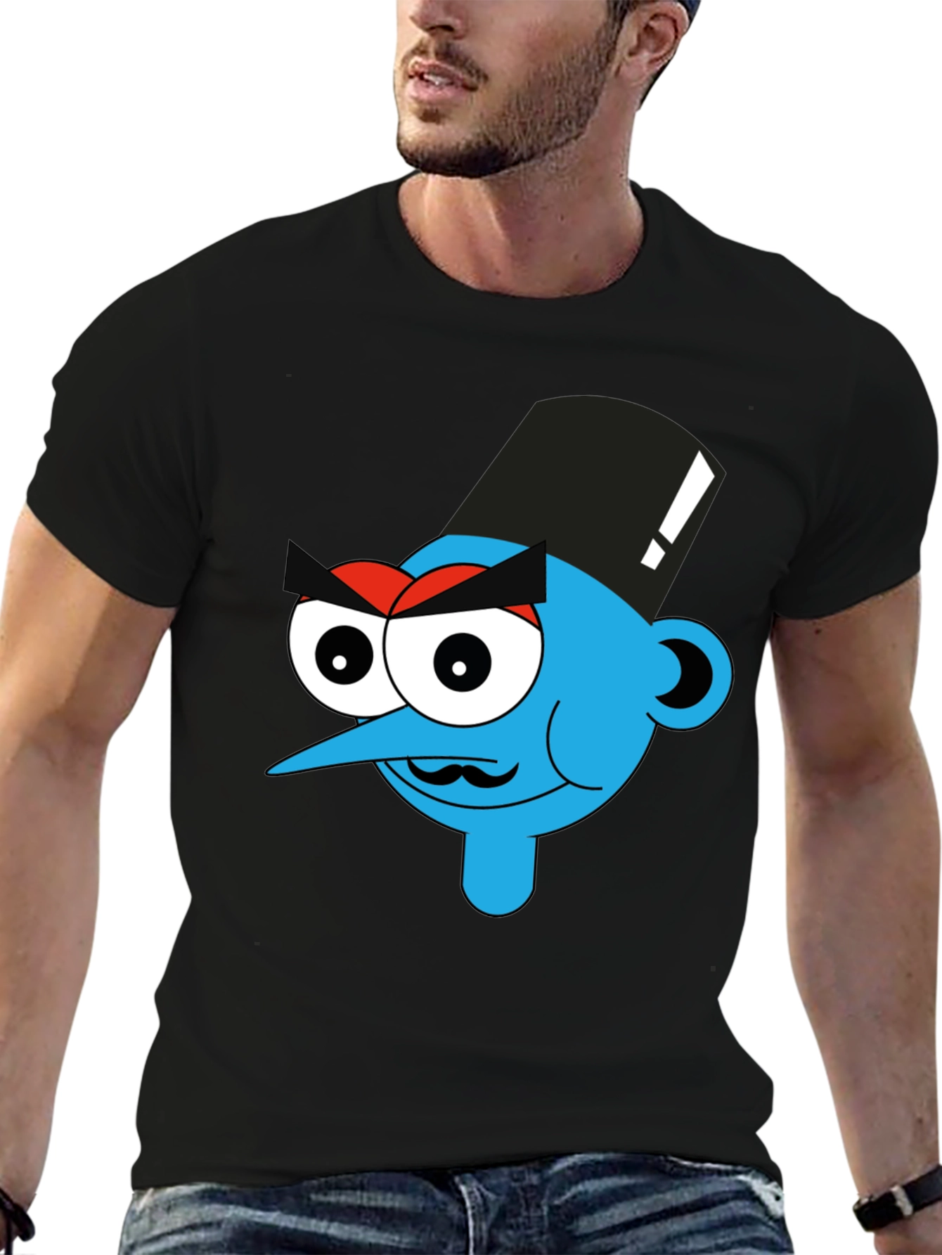 Black Cartoon Character Graphic Black T-Shirt view 6