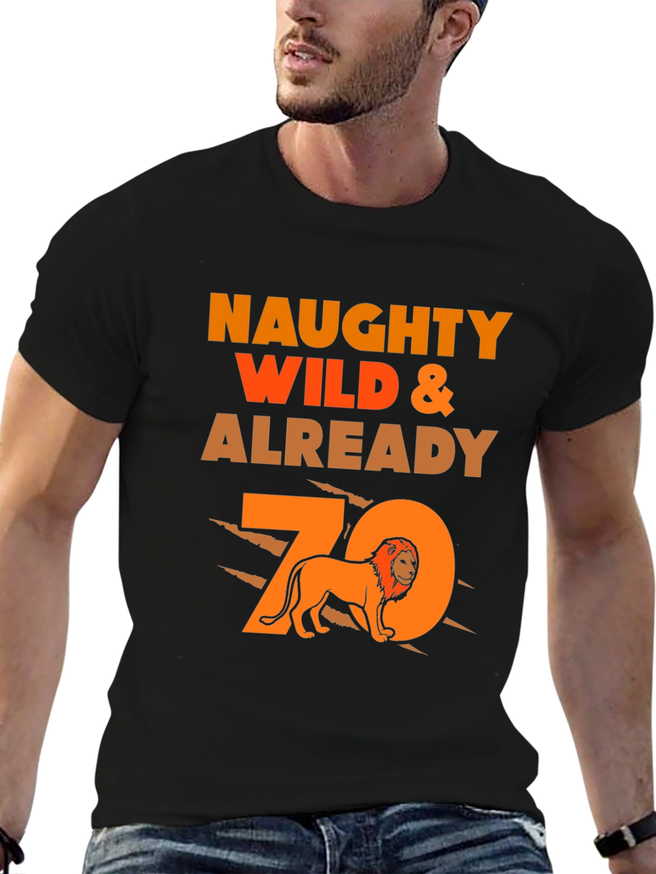 Black Naughty Wild & Already 70 T-Shirt Lion Graphic Tee view 6