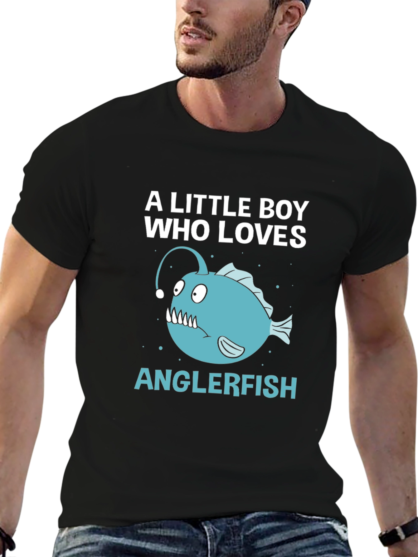 Black Anglerfish Lover T-Shirt - Boys Novelty Tee view 6