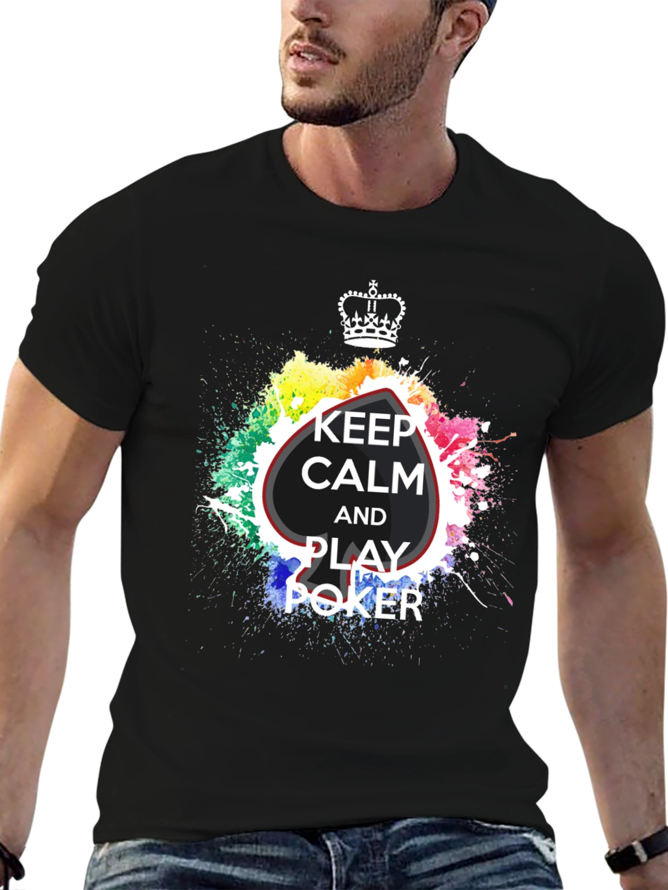 Black Keep Calm and Play Poker Black T-Shirt view 6