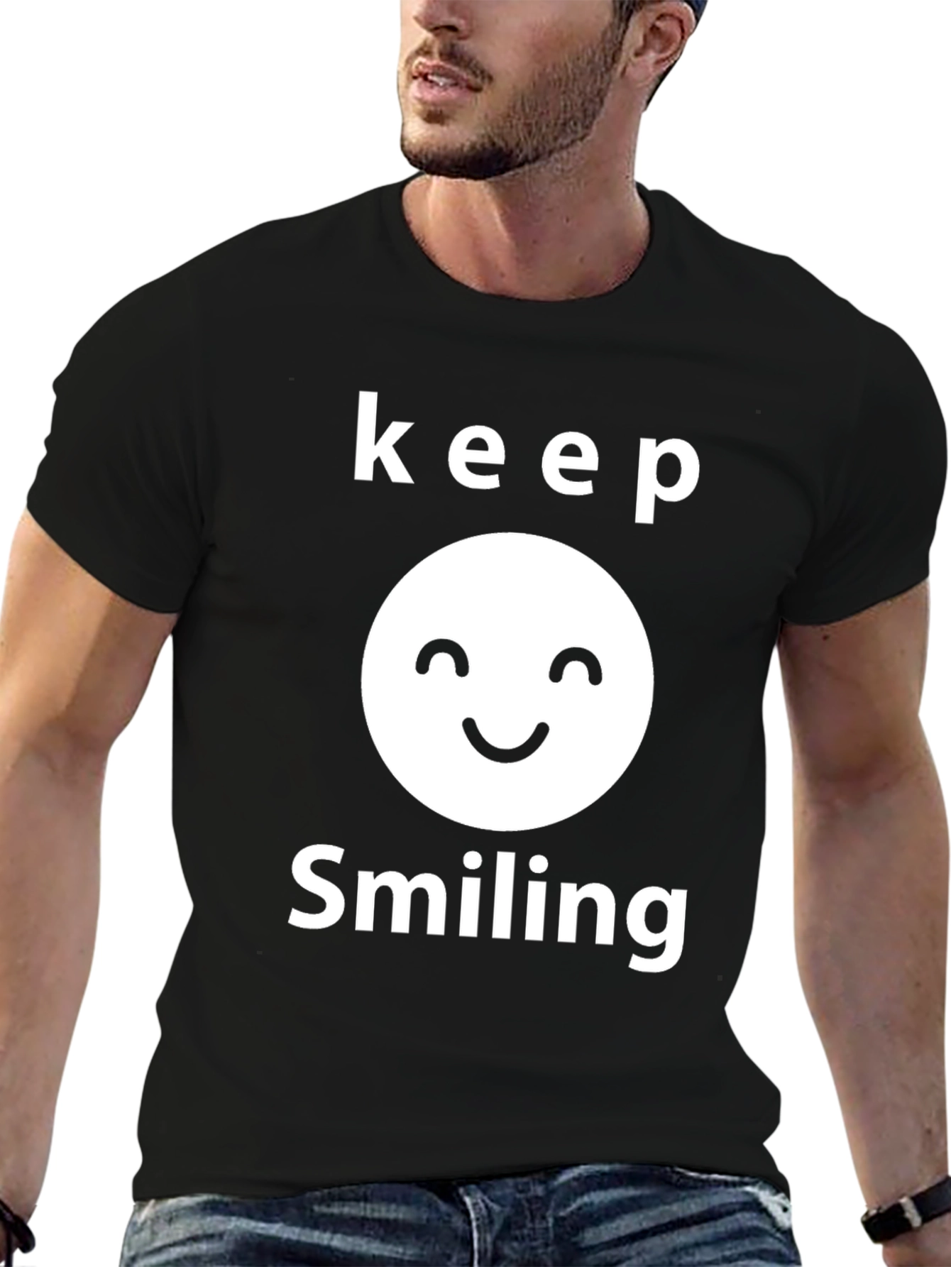 Black Keep Smiling Graphic T-Shirt - Positive Vibes view 6
