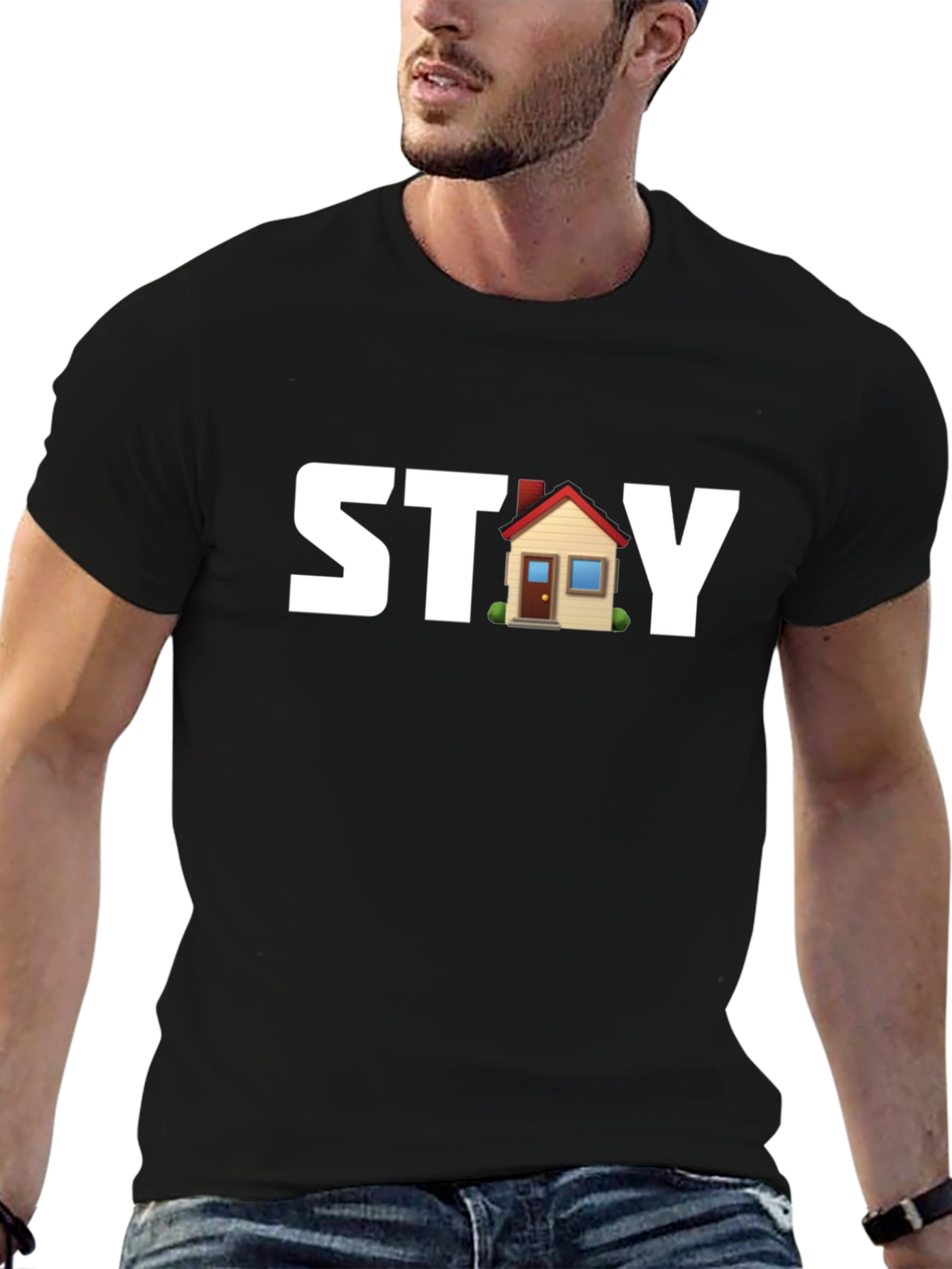 Black Stay Home Black T-Shirt view 6