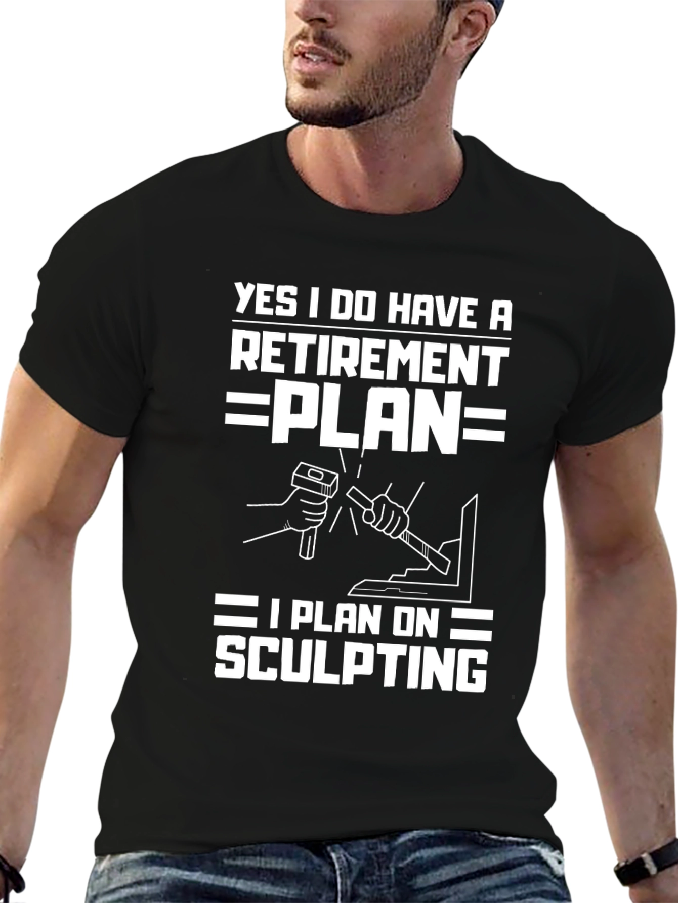 Black Sculpting Retirement Plan T-Shirt view 6